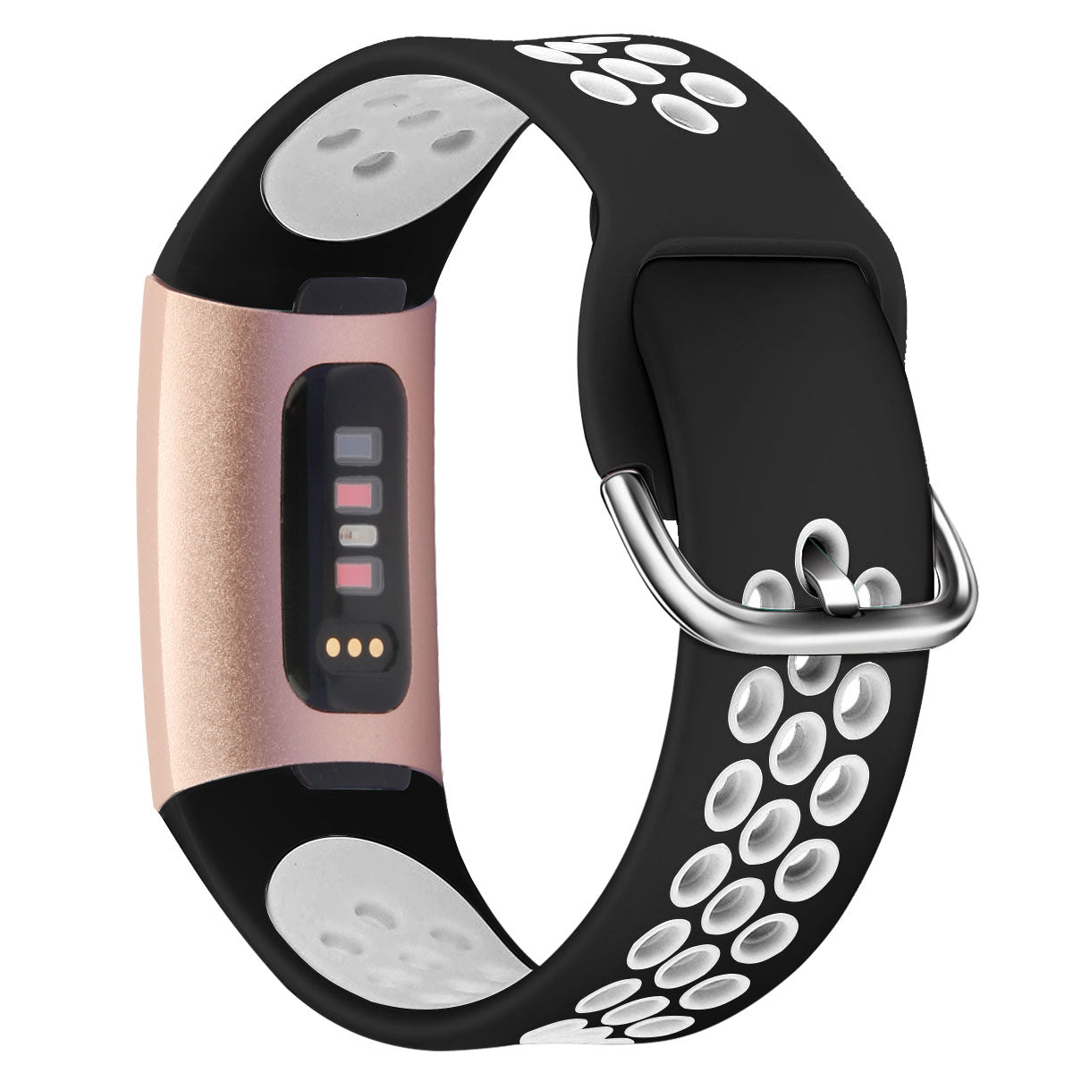 For Fitbit Charge 3 / 4 Smart Watch Band Soft Silicone Replacement Strap - S / White+Black