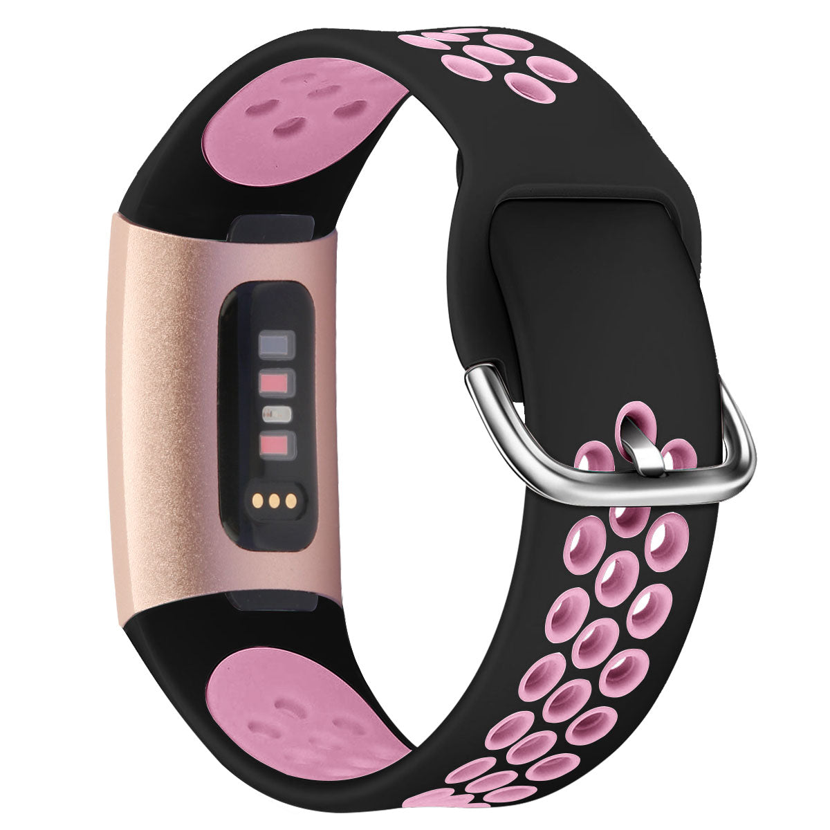 For Fitbit Charge 3 / 4 Smart Watch Band Soft Silicone Replacement Strap - S / White+Black
