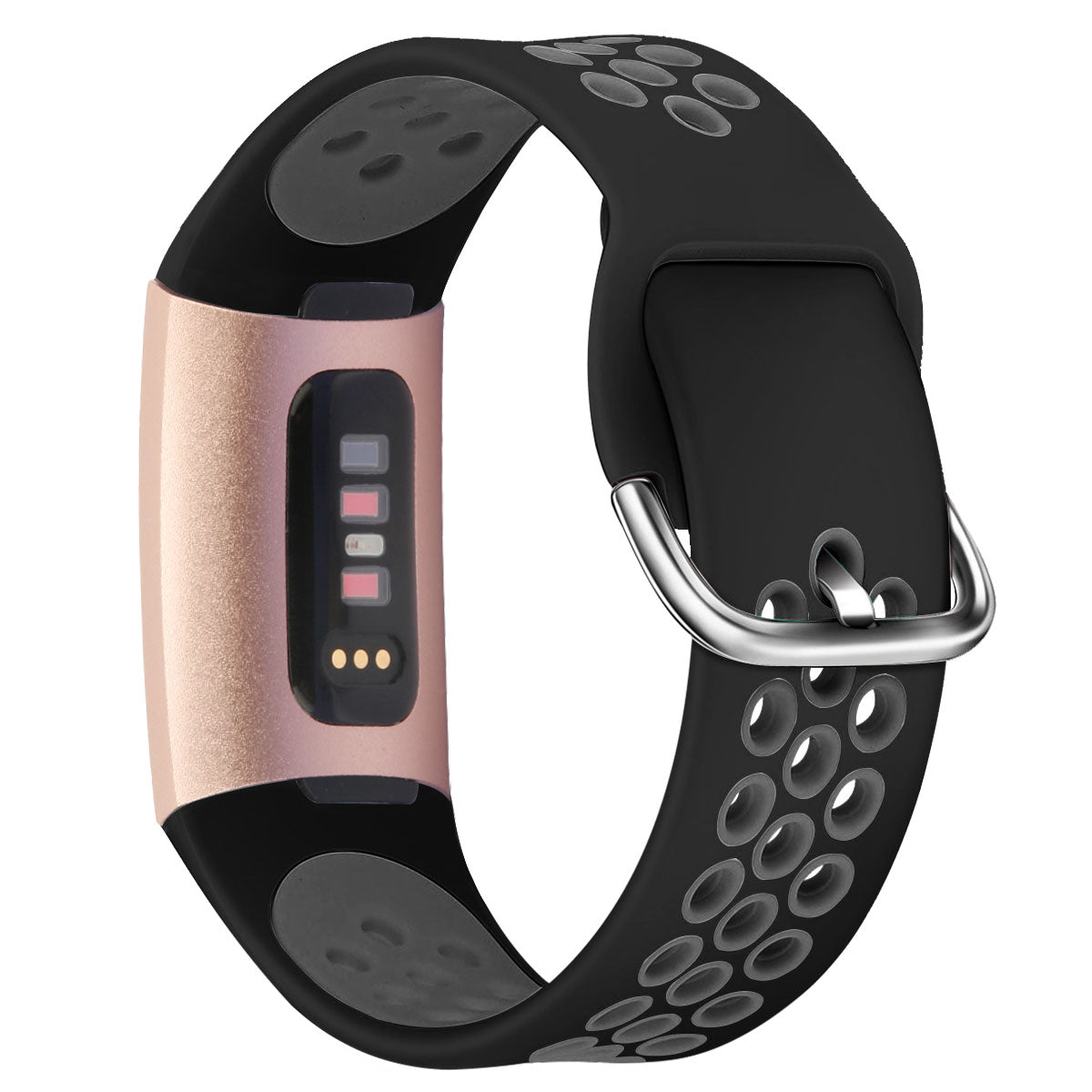 For Fitbit Charge 3 / 4 Smart Watch Band Soft Silicone Replacement Strap - S / White+Black