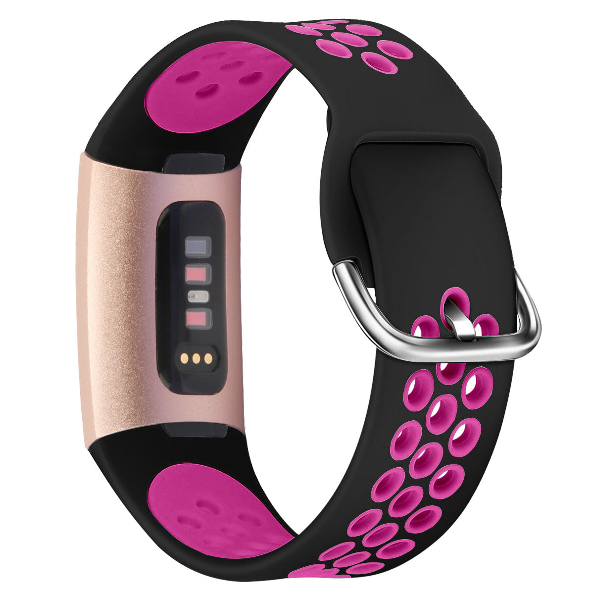 For Fitbit Charge 3 / 4 Smart Watch Band Soft Silicone Replacement Strap - S / White+Black