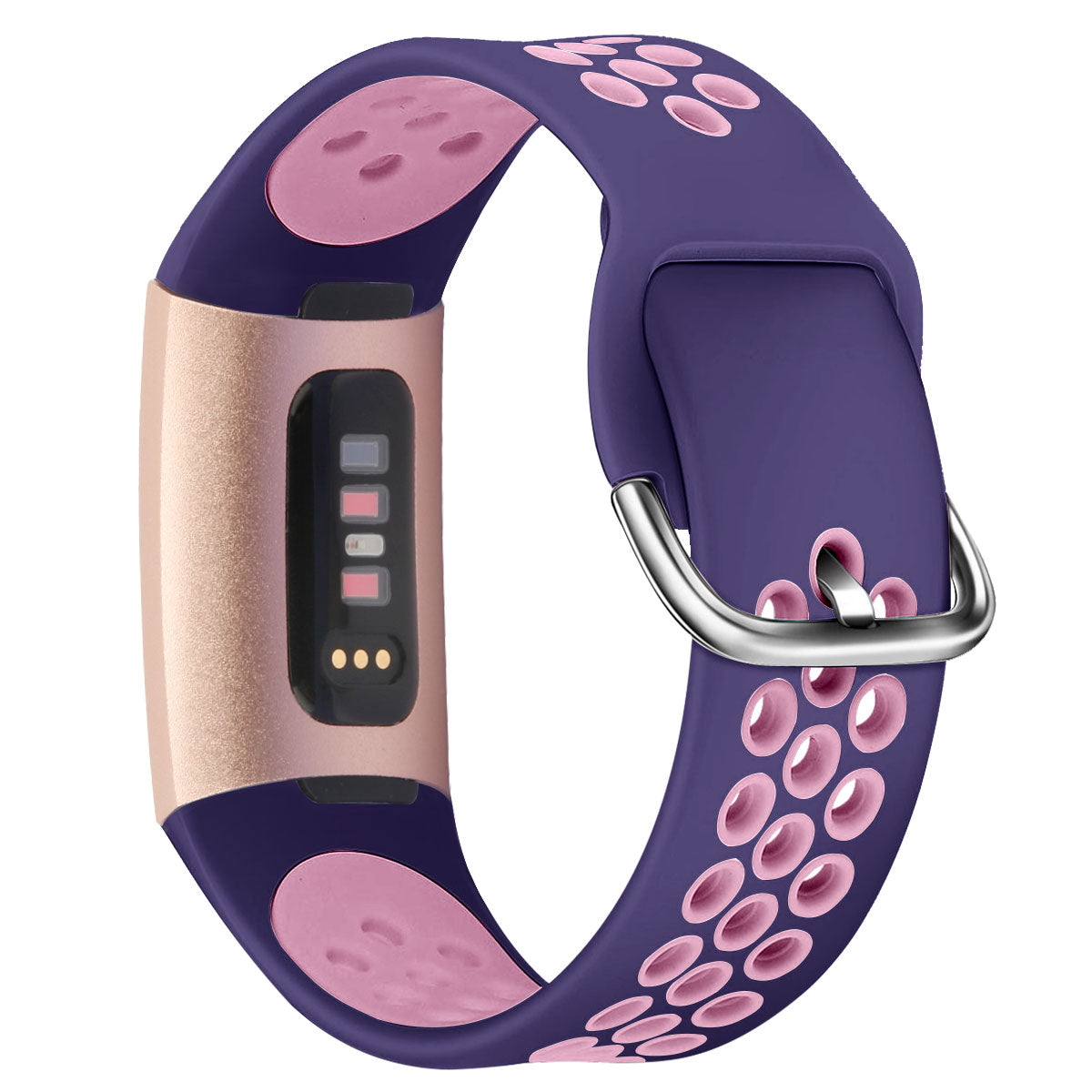 For Fitbit Charge 3 / 4 Smart Watch Band Soft Silicone Replacement Strap - S / White+Black
