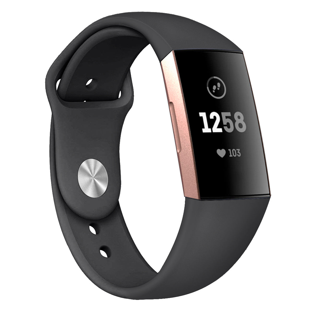 For Fitbit Charge 3 / 4 Replacement Strap Solid Color Silicone Watch Bracelet - L / Black