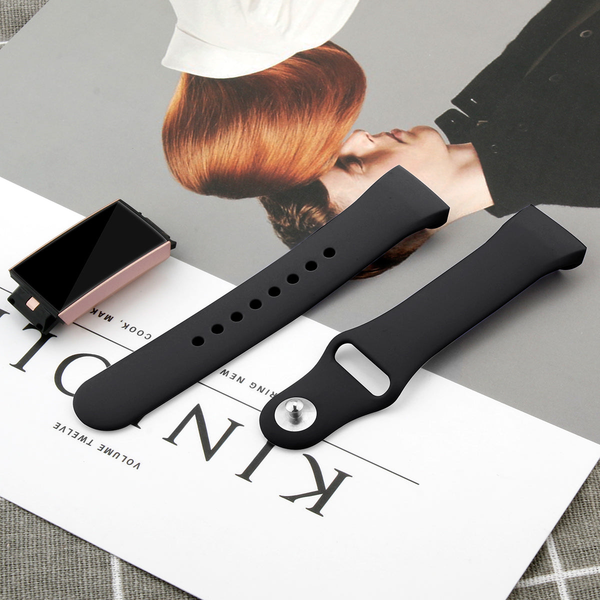 For Fitbit Charge 3 / 4 Replacement Strap Solid Color Silicone Watch Bracelet - L / Black