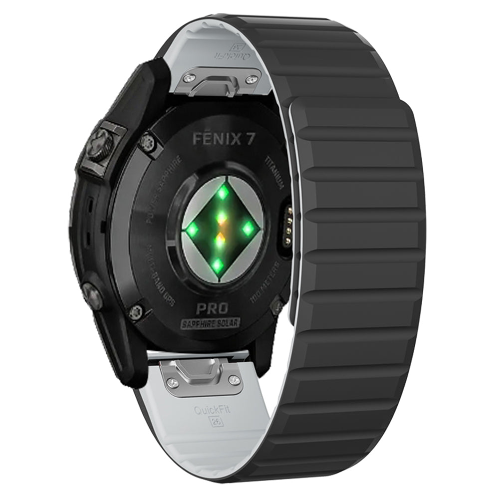 For Garmin Fenix 5 / 5X / 6X / 7X Watch Strap 22mm Dual Color Silicone Smart Watch Band - White / Blue