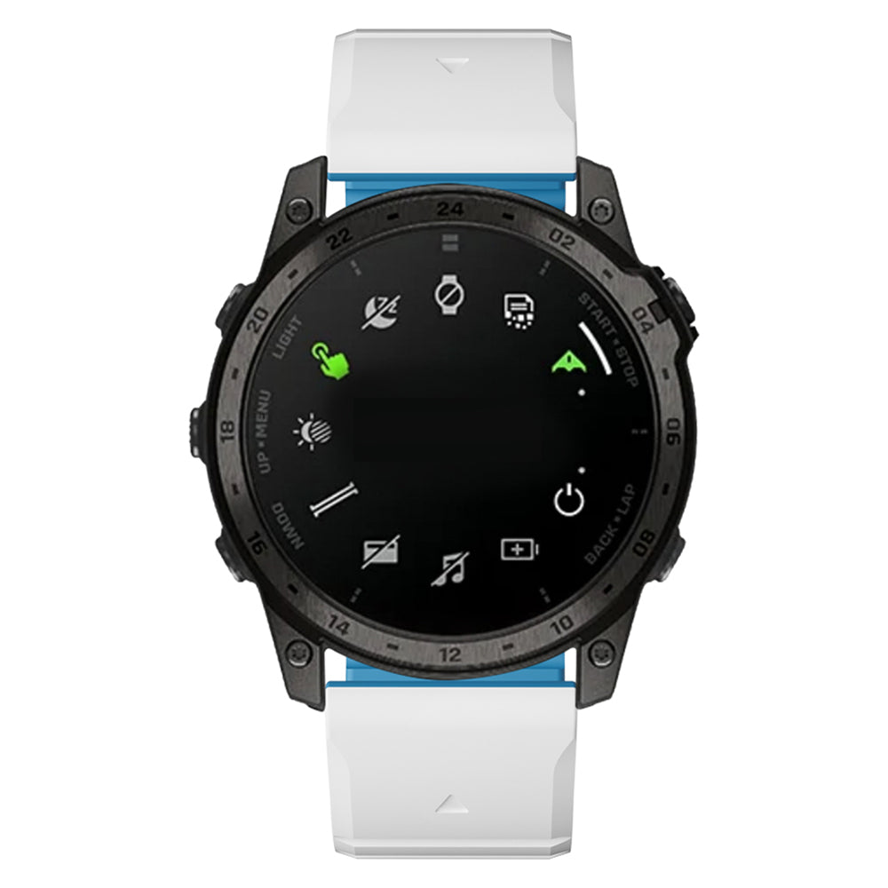 For Garmin Fenix 5 / 5X / 6X / 7X Replacement Strap 26mm Dual Color Silicone Smart Watchband - White / Blue