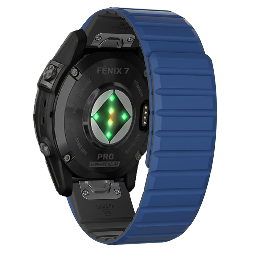 For Garmin Fenix 5 / 5X / 6X / 7X Replacement Strap 26mm Dual Color Silicone Smart Watchband - White / Blue