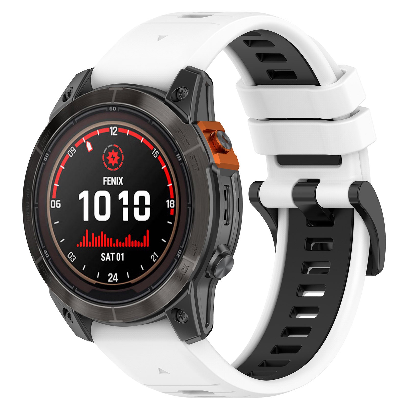 For Garmin Fenix 7 / Fenix 7 Pro Silicone Watch Band 22mm Replacement Straps - White+Black