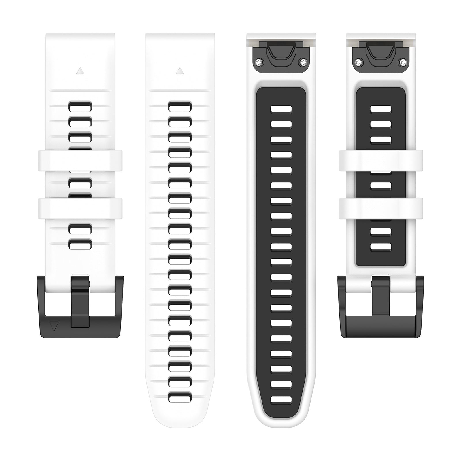 For Garmin Fenix 7S / Fenix 7S Pro Watch Strap 20mm Silicone Sport Watchbands - White+Black
