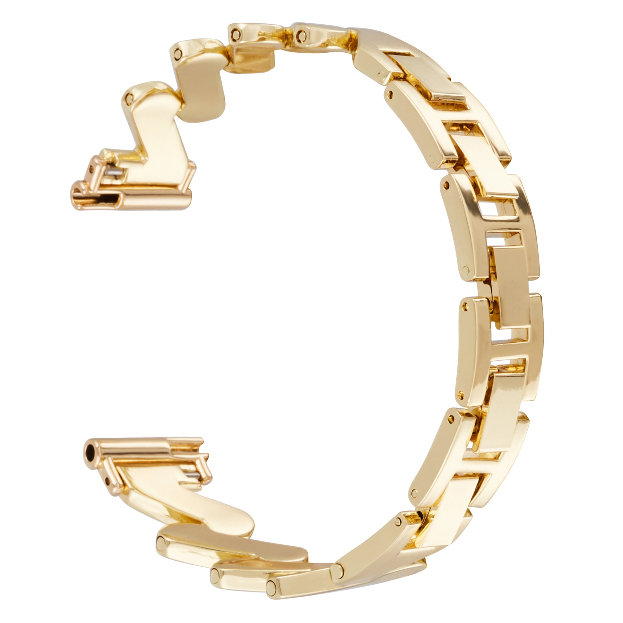 For Samsung Galaxy Watch6 40mm 44mm / Garmin Venu Watch Band 20mm Wave Zinc Alloy Strap - Gold