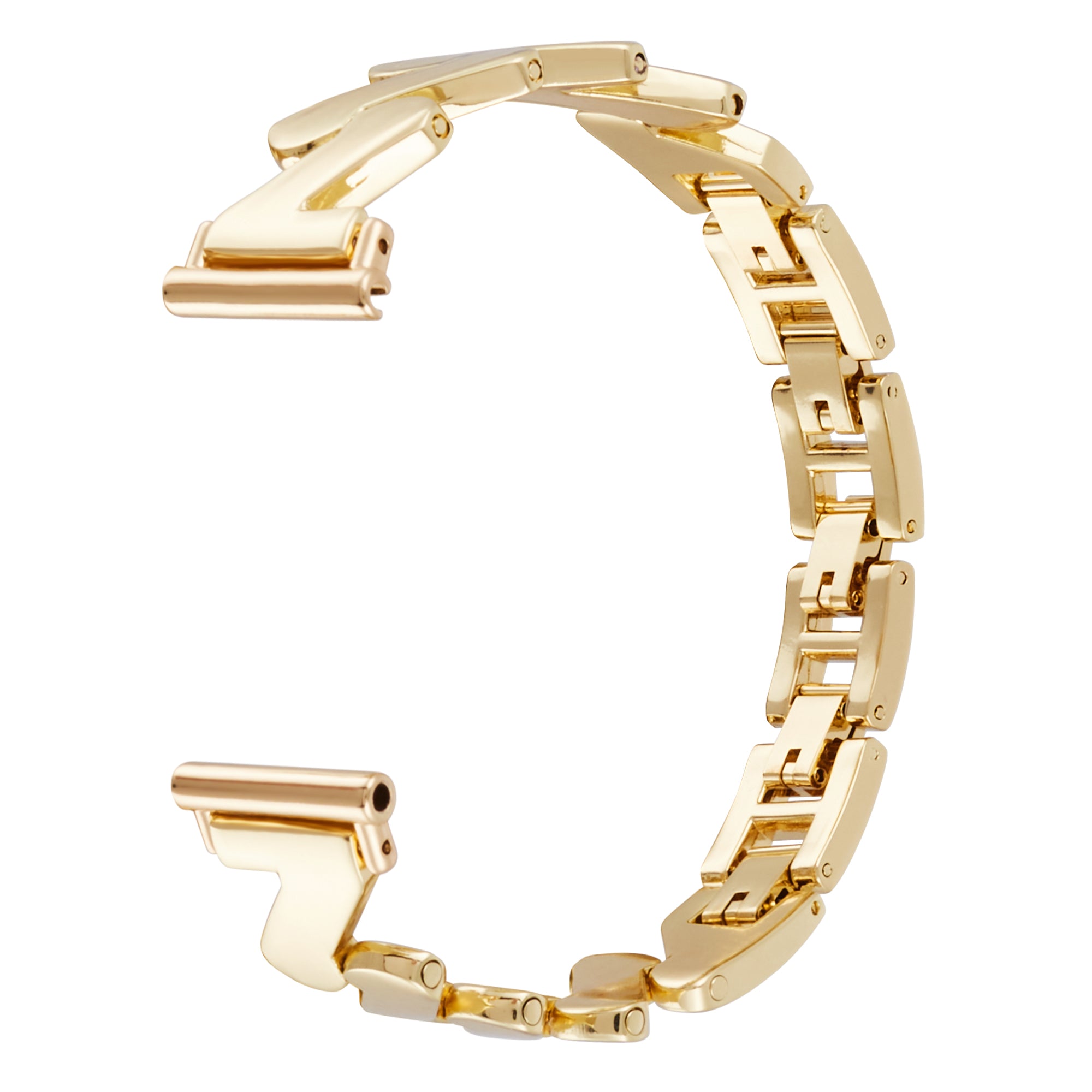 For Samsung Galaxy Watch6 40mm 44mm / Garmin Venu Watch Band 20mm Wave Zinc Alloy Strap - Gold