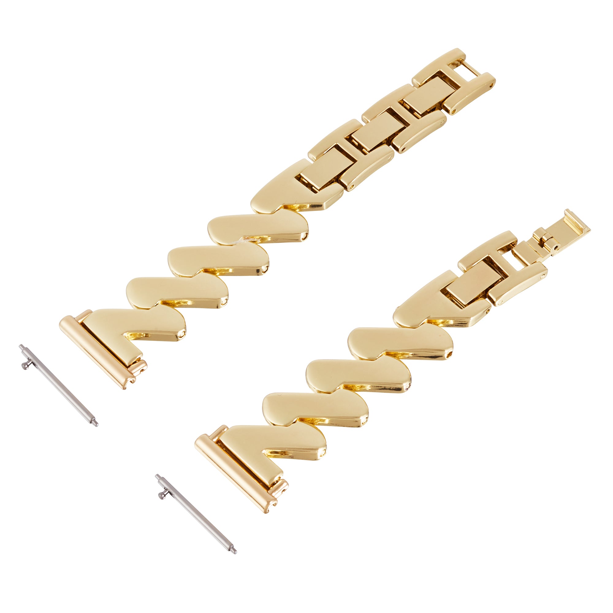 For Samsung Galaxy Watch6 40mm 44mm / Garmin Venu Watch Band 20mm Wave Zinc Alloy Strap - Gold
