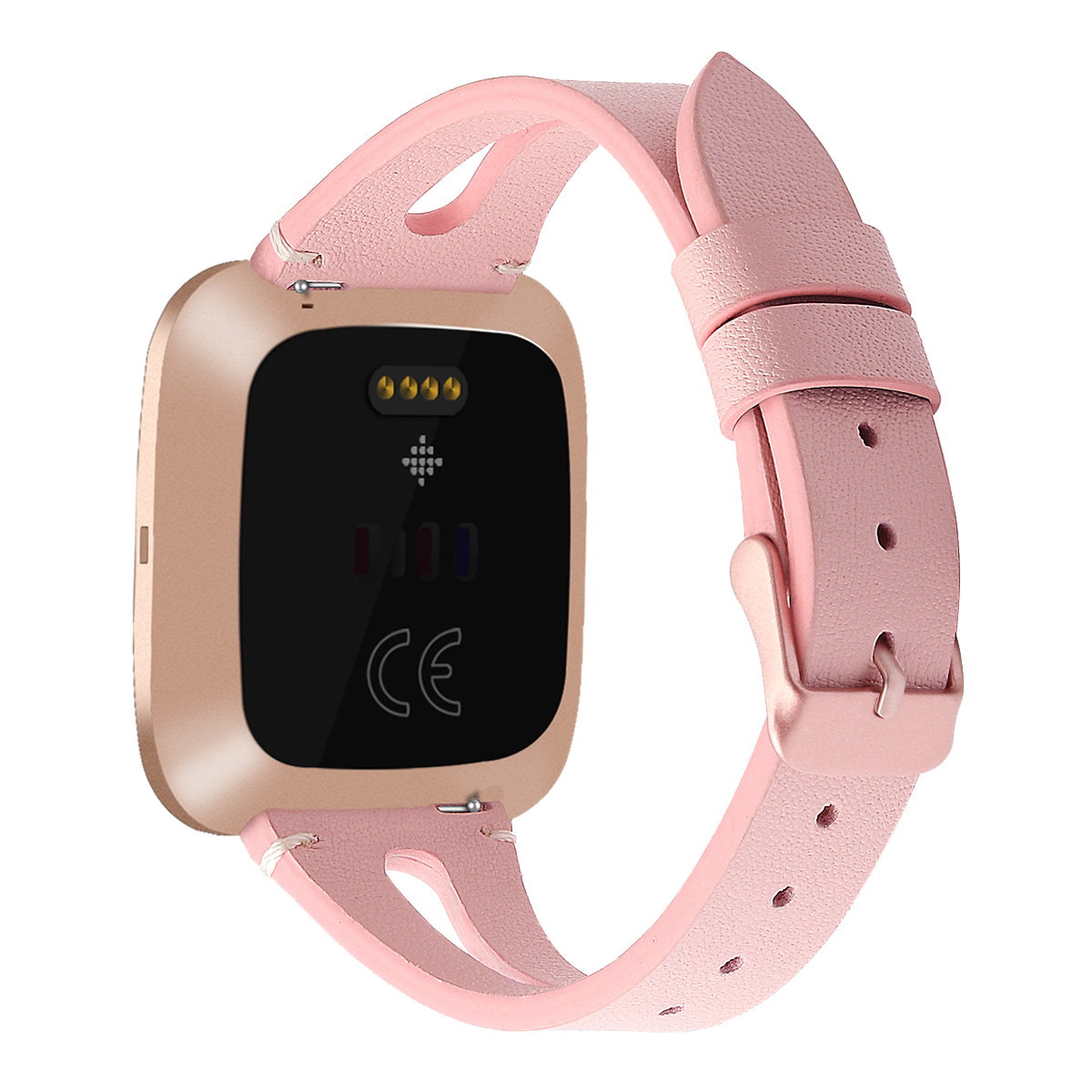 For Fitbit Versa 3 Genuine Leather Watch Strap Classic Style Bracelet Band - Grey Flower / White