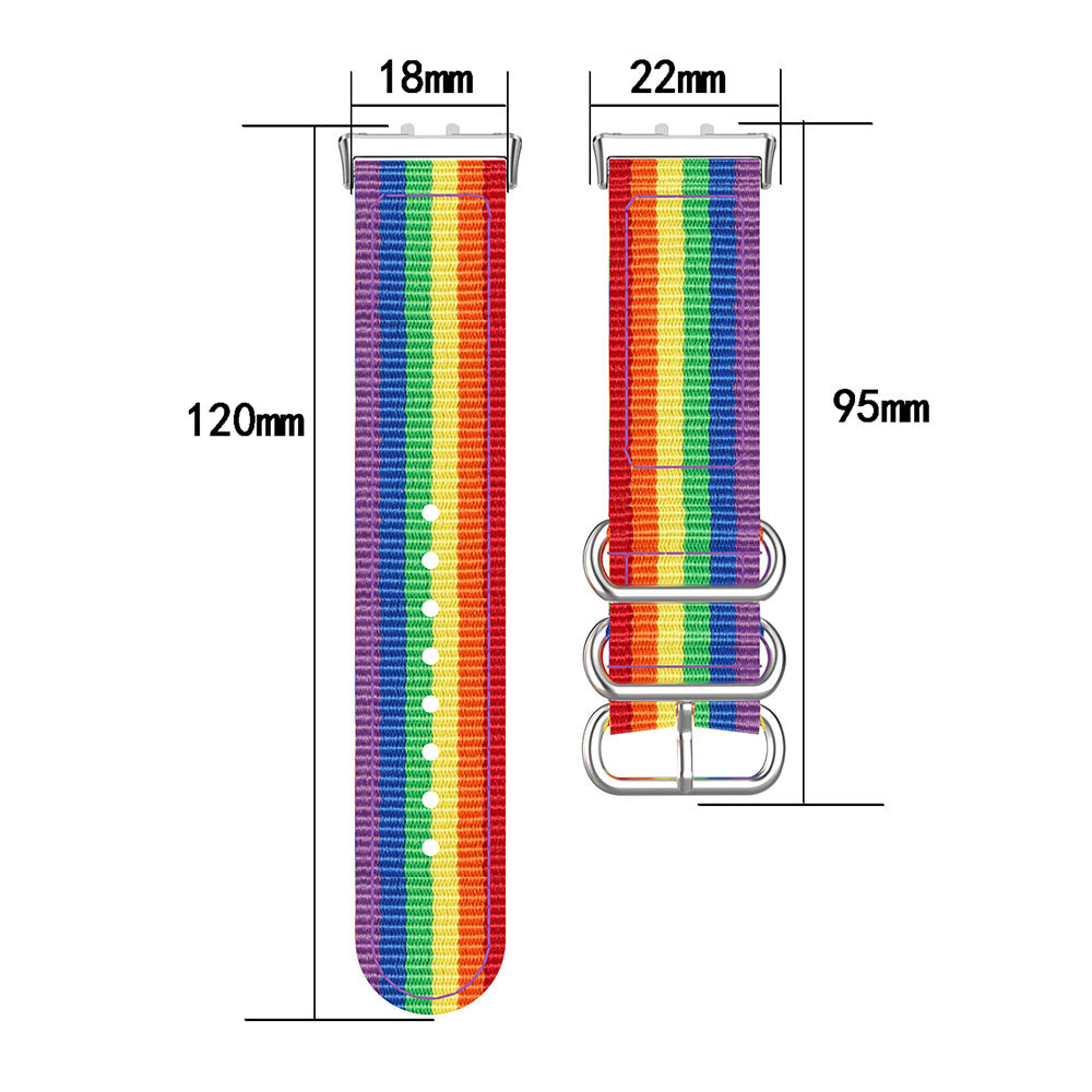 For Samsung Galaxy Fit3 SM-R390 Nylon Watch Strap Three Rings Replacement Wrist Band  - Rainbow