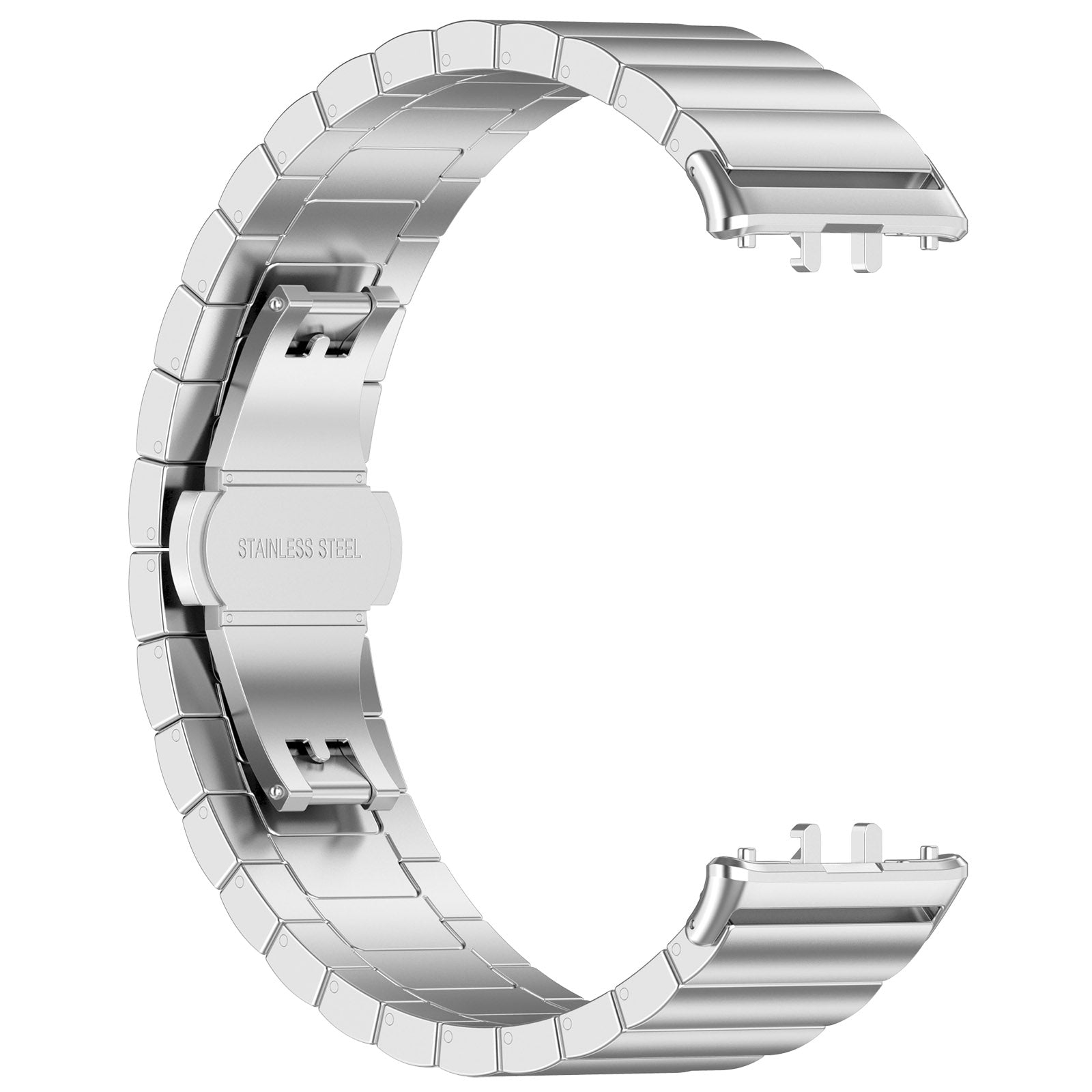 For Samsung Galaxy Fit3 SM-R390 Stainless Steel Strap Butterfly Buckle Replacement Band - Silver