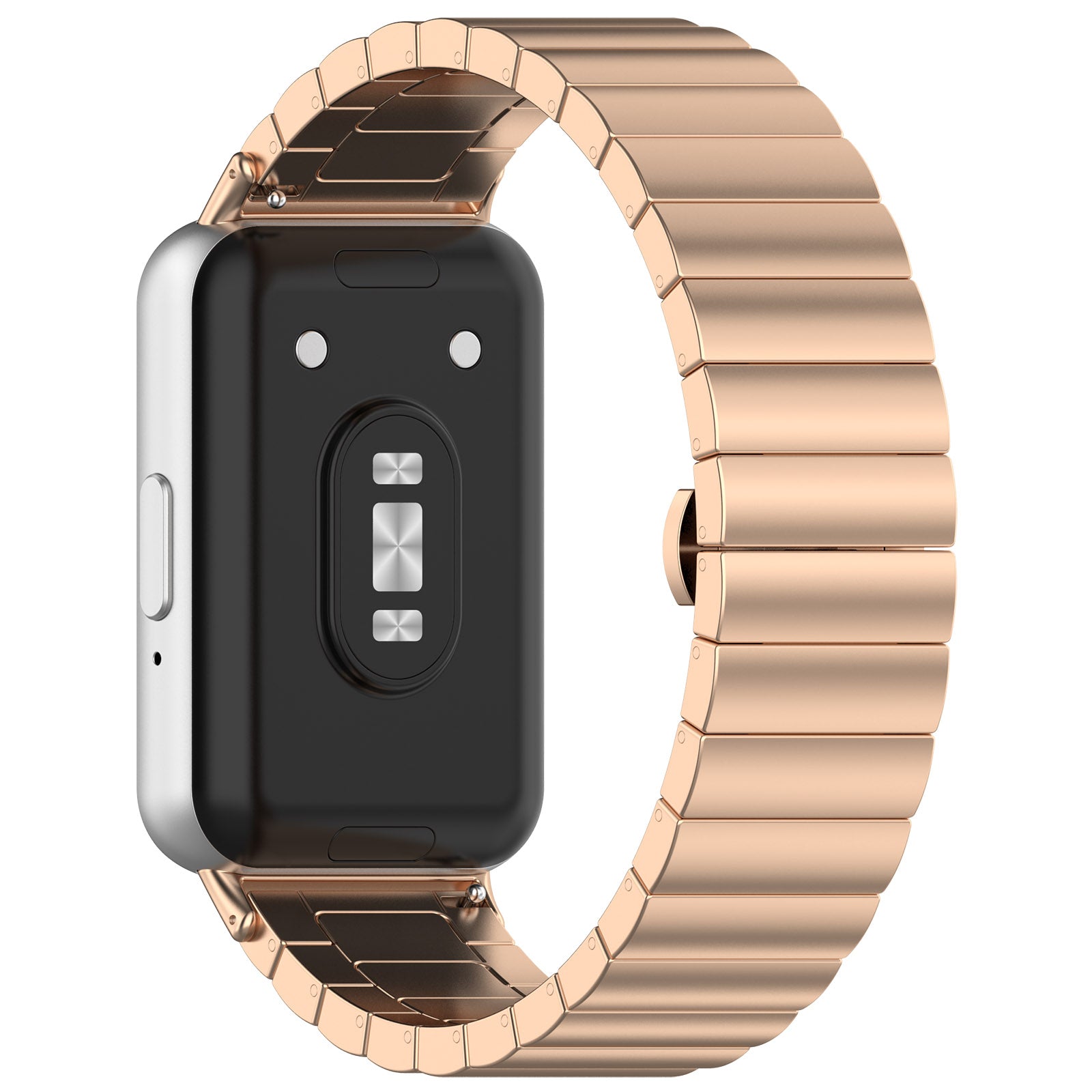 For Samsung Galaxy Fit3 SM-R390 Stainless Steel Strap Butterfly Buckle Replacement Band - Silver