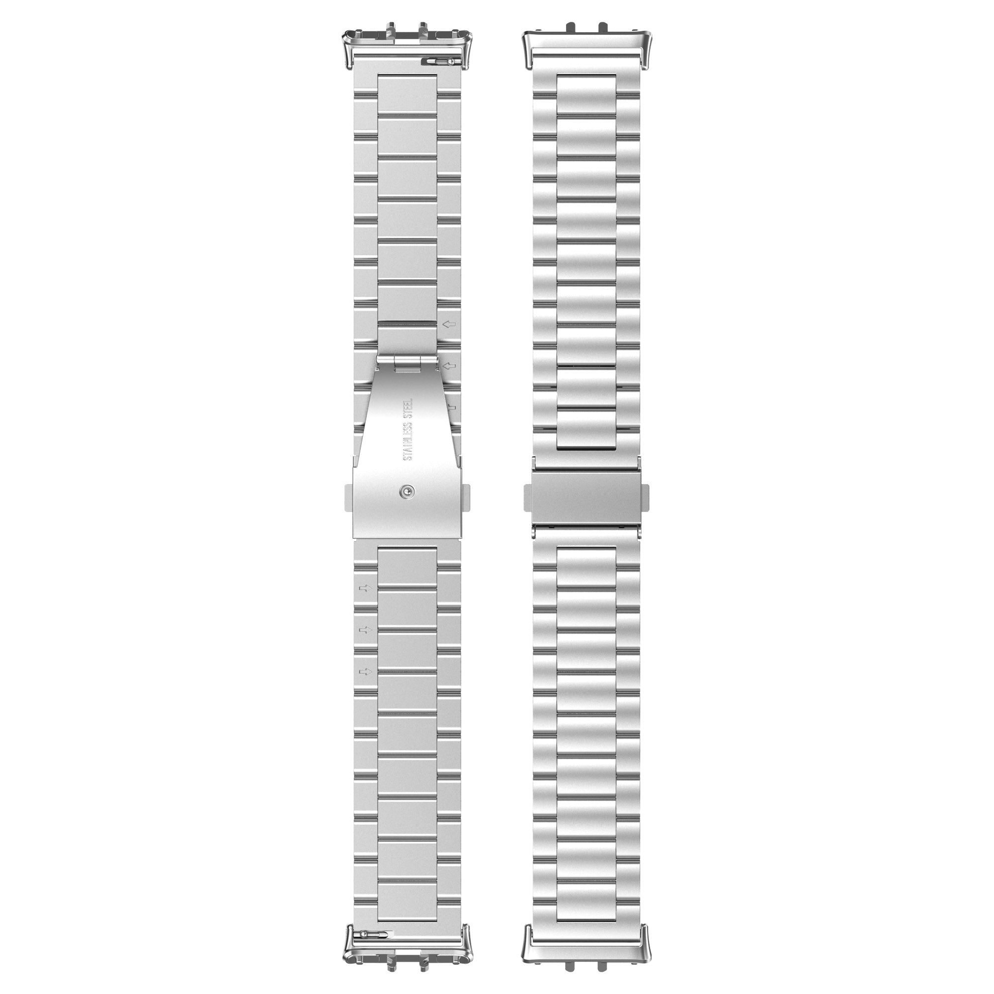 For Samsung Galaxy Fit3 SM-R390 Replacement Strap Classic 3-Bead Stainless Steel Watch Band - Silver