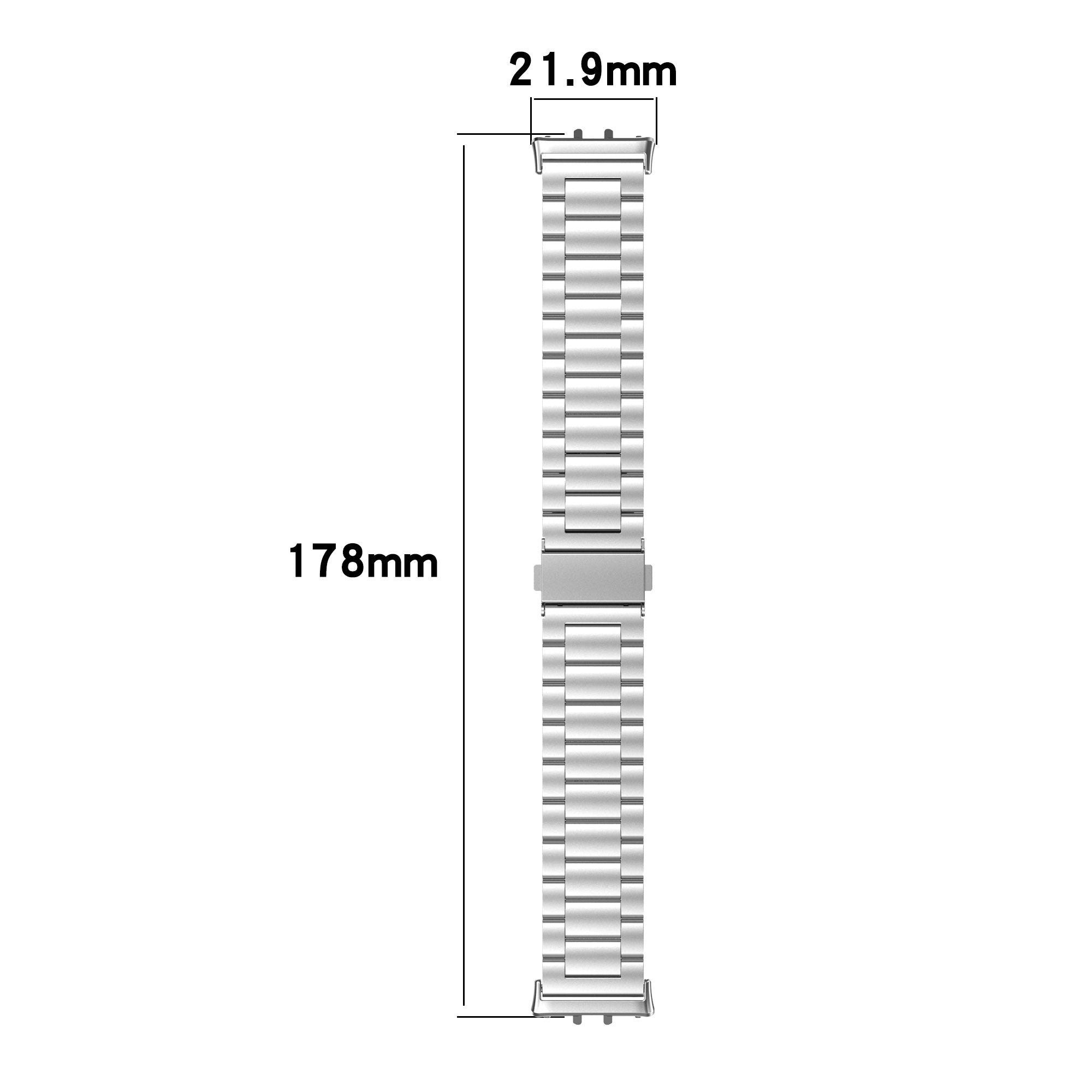 For Samsung Galaxy Fit3 SM-R390 Replacement Strap Classic 3-Bead Stainless Steel Watch Band - Silver
