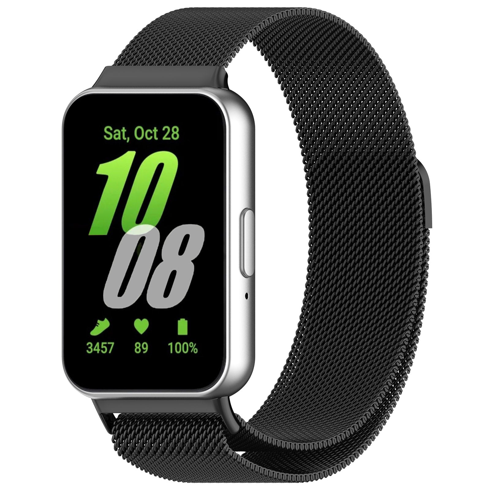 For Samsung Galaxy Fit3 SM-R390 Replacement Wrist Band Magnetic Milanese Watch Strap - Black