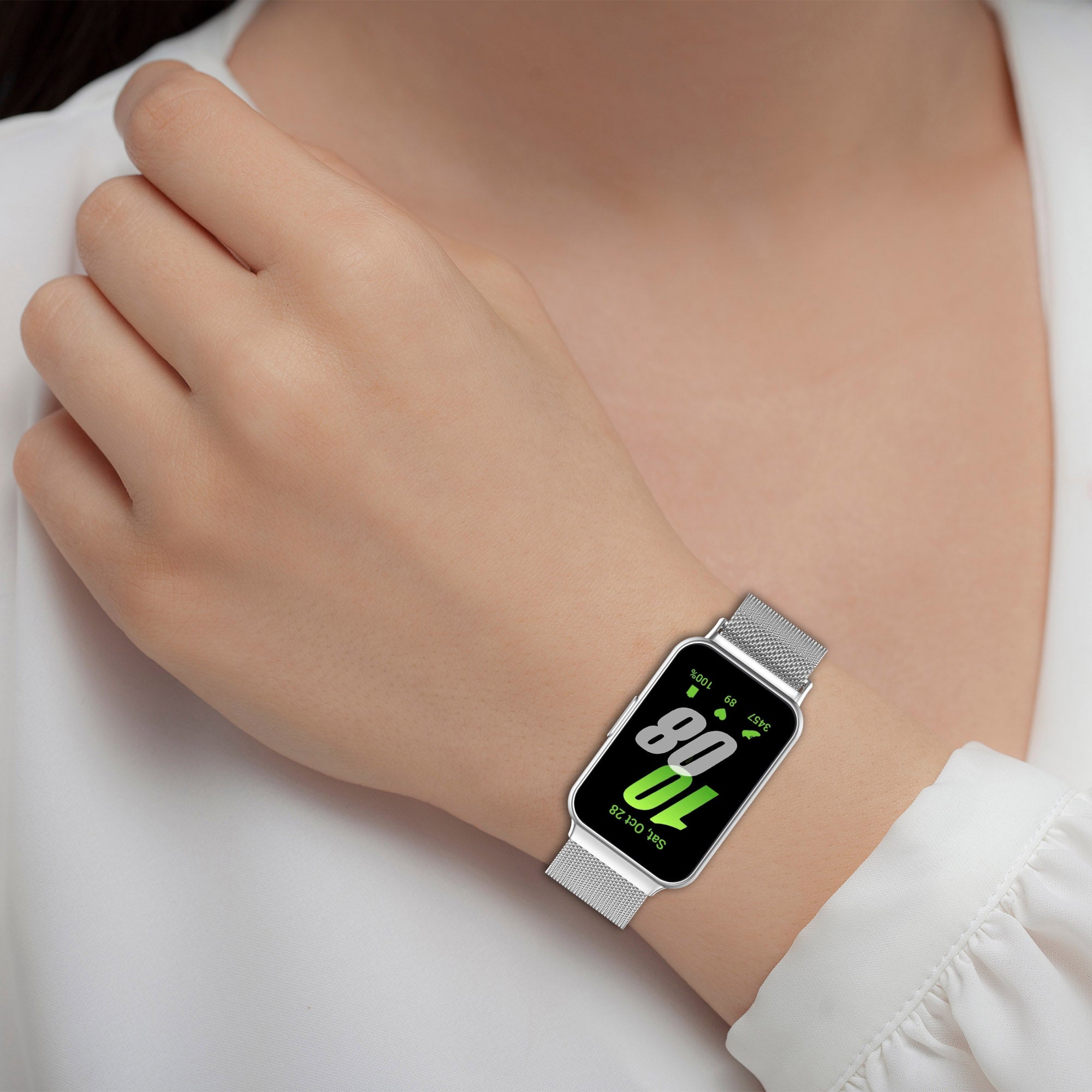 For Samsung Galaxy Fit3 SM-R390 Replacement Wrist Band Magnetic Milanese Watch Strap - Black