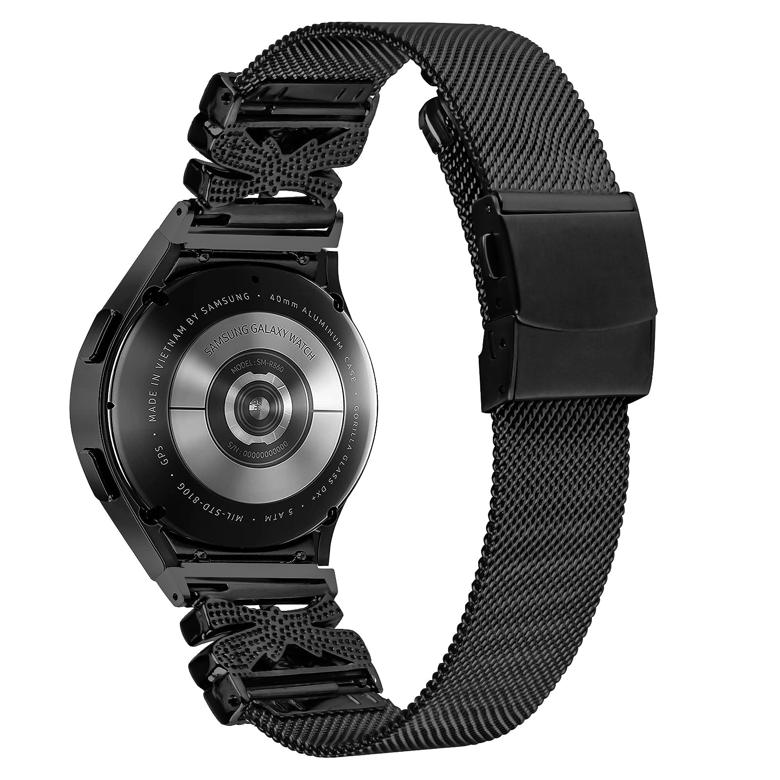 For Samsung Galaxy Watch6 / Watch6 Classic Stainless Steel Watch Strap Bracelet with Rhinestone - Black