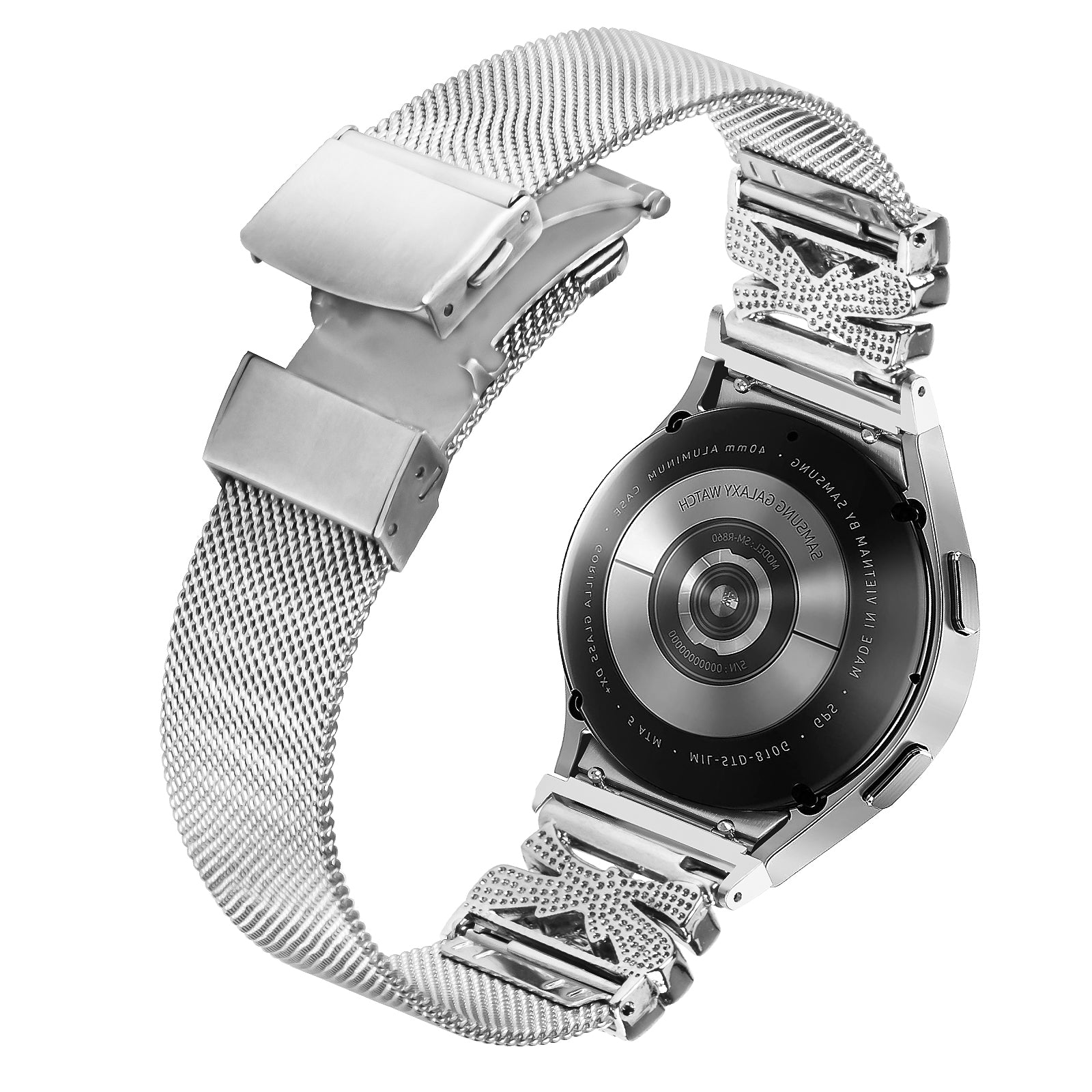 For Samsung Galaxy Watch4 / 5 / 5 Pro 40 / 44 / 45MM Quick Release Milanese Watch Strap Stainless Steel Band - Silver