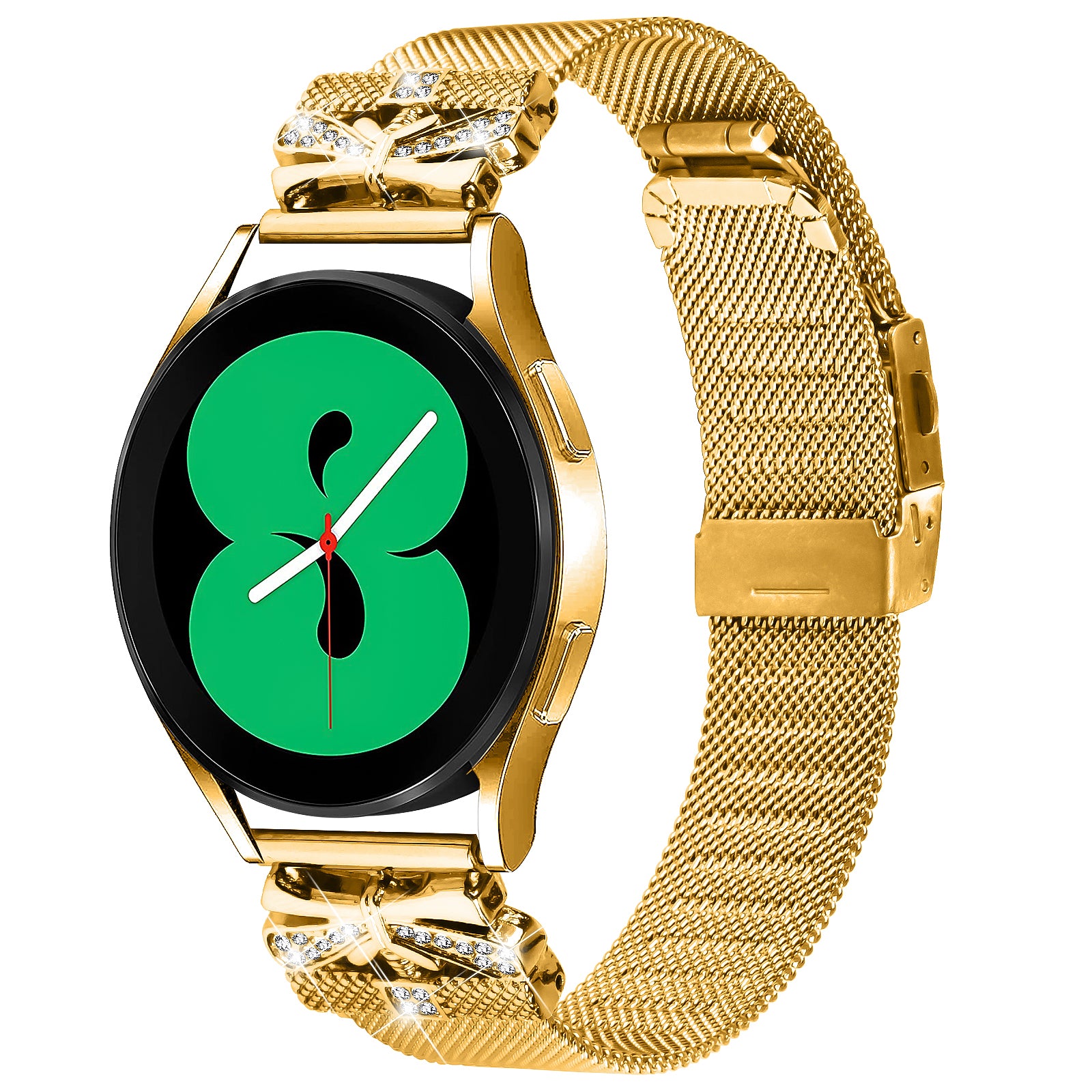 For Samsung Galaxy Watch6 / Watch6 Classic Rhinestone Decor 20MM Stainless Steel Watch Strap Bracelet - Gold
