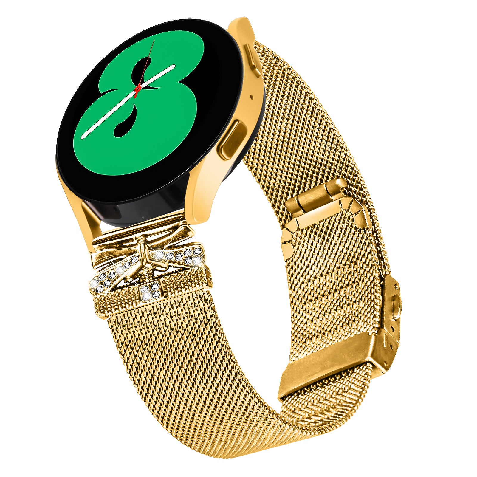 For Samsung Galaxy Watch6 / Watch6 Classic Rhinestone Decor 20MM Stainless Steel Watch Strap Bracelet - Gold