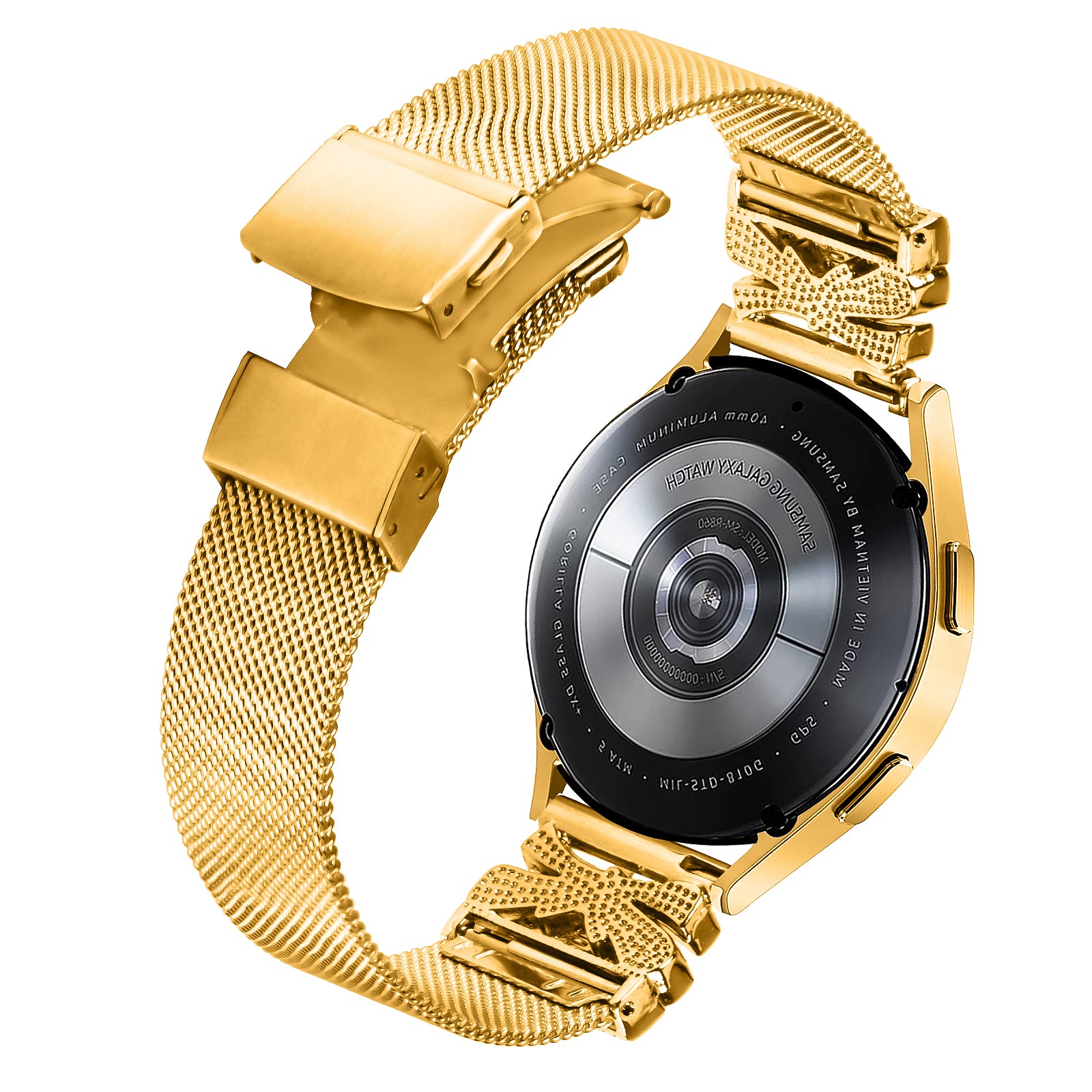 For Samsung Galaxy Watch6 / Watch6 Classic Rhinestone Decor 20MM Stainless Steel Watch Strap Bracelet - Gold