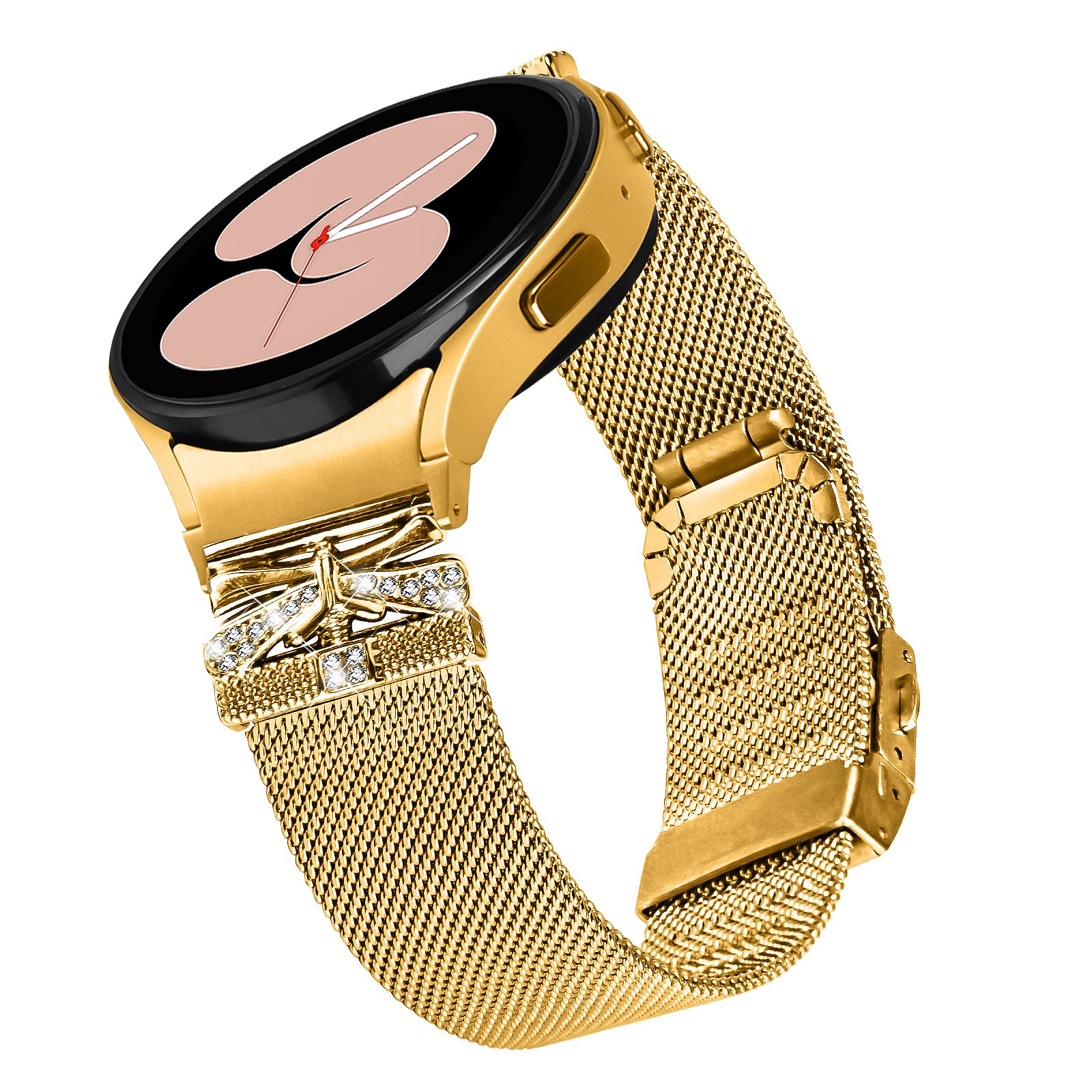 For Samsung Galaxy Watch6 / Watch6 Classic Rhinestone Electroplating Stainless Steel Watch Strap - Gold