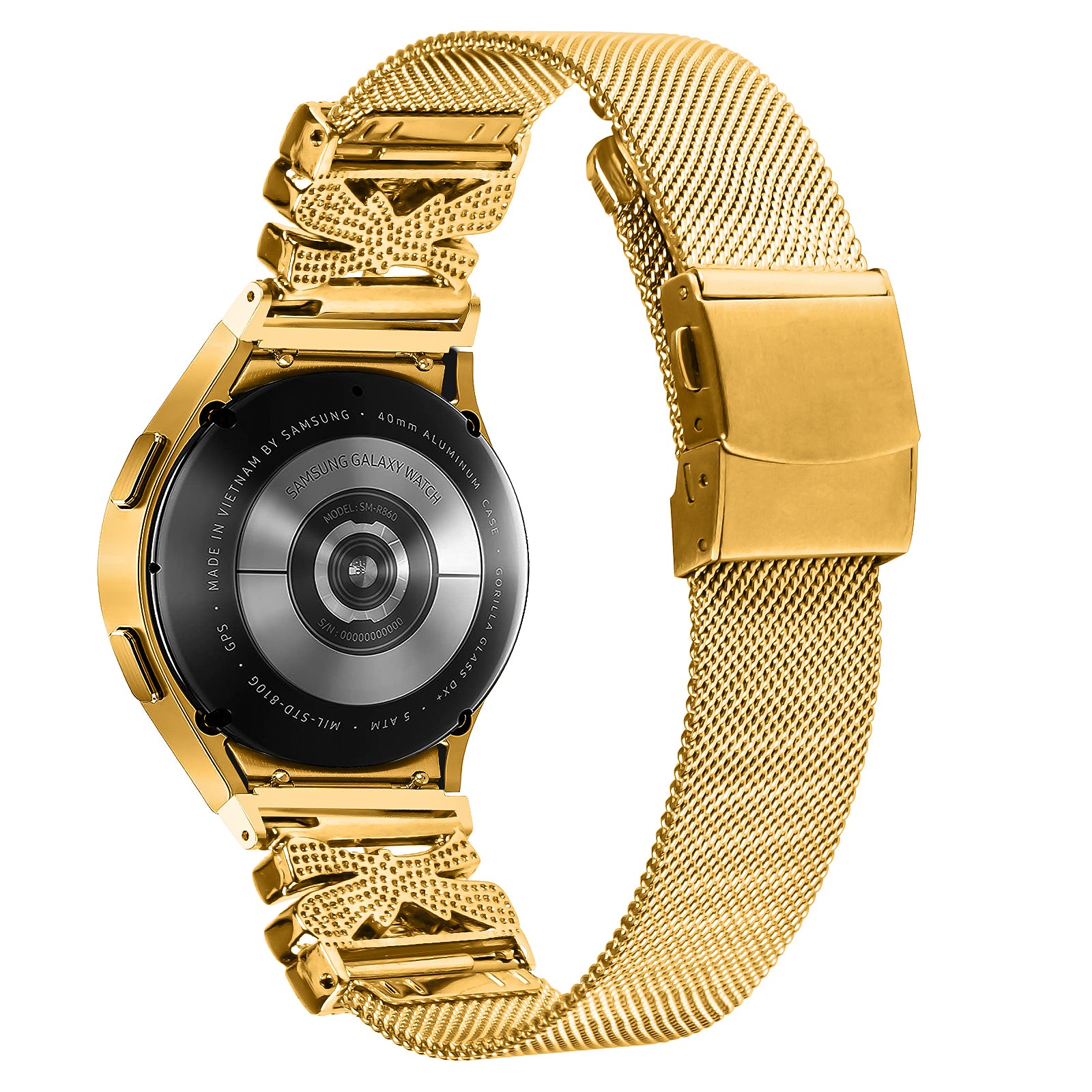 For Samsung Galaxy Watch6 / Watch6 Classic Rhinestone Electroplating Stainless Steel Watch Strap - Gold
