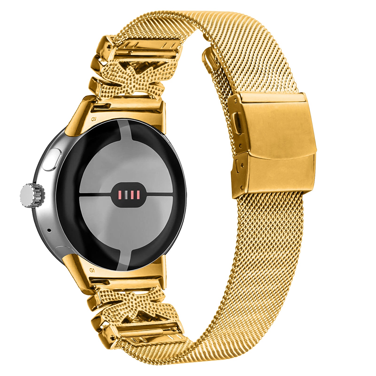 For Google Pixel Watch / Pixel Watch 2 Rhinestone Electroplating Stainless Steel Watch Band 20mm - Gold