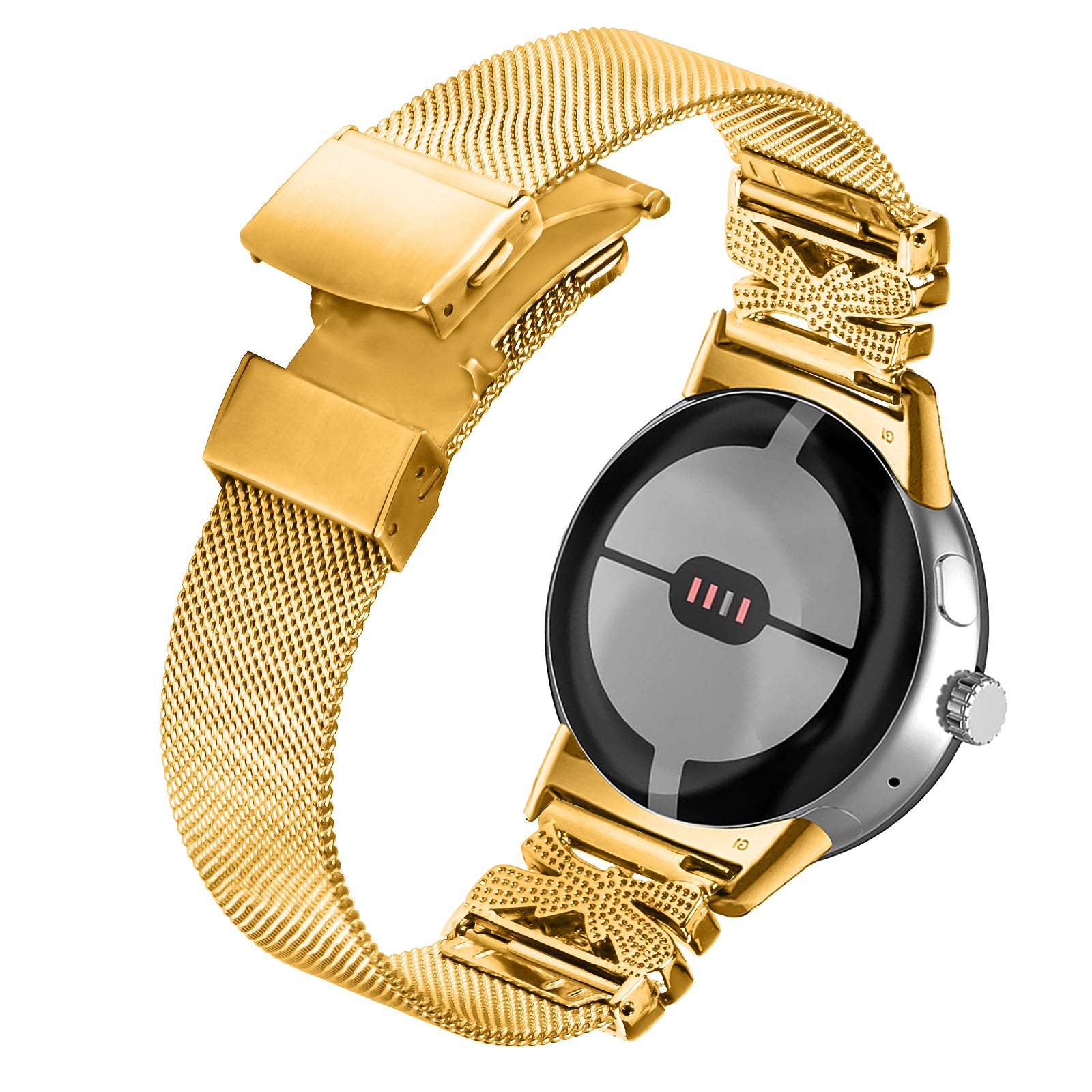 For Google Pixel Watch / Pixel Watch 2 Rhinestone Electroplating Stainless Steel Watch Band 20mm - Gold