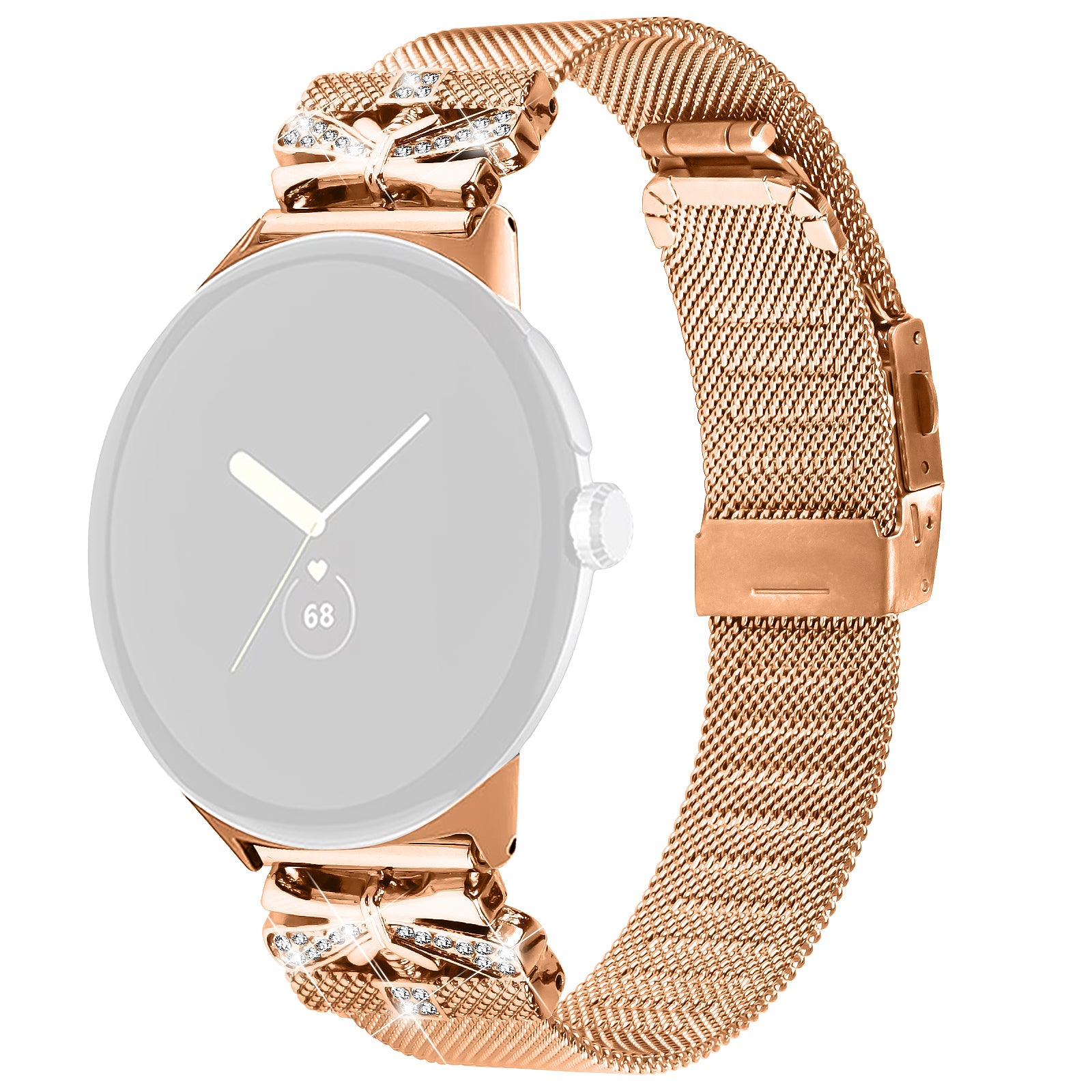 For Google Pixel Watch / Pixel Watch 2 Rhinestone Electroplating Stainless Steel Watch Band 20mm - Gold