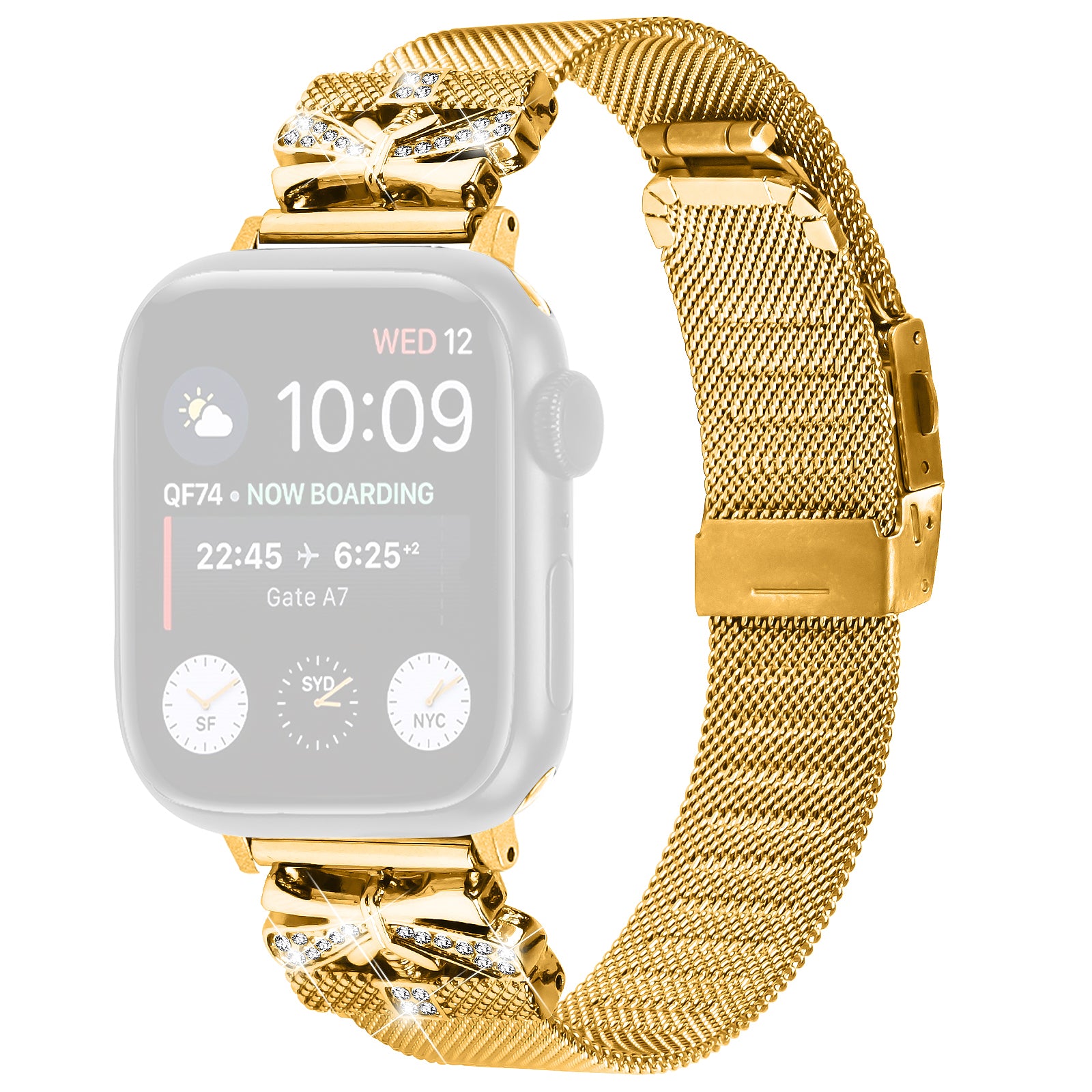 For Apple Watch Ultra 2 Ultra 49mm  /  Series 9 8 7 45mm  /  6 5 4 SE (2023) SE (2022) SE 44mm  /  3 2 1 42mm Electroplating Watch Strap - Gold