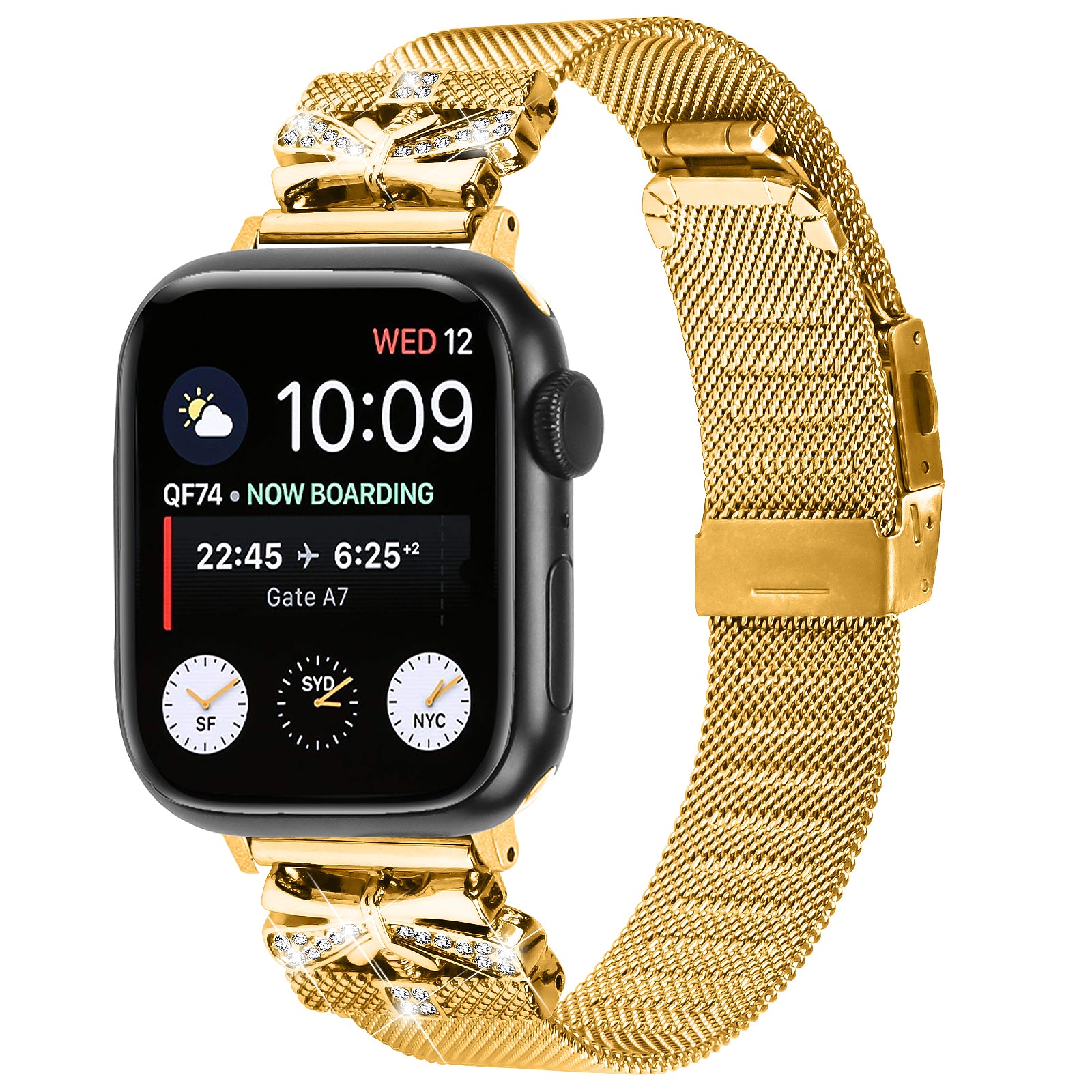 For Apple Watch Ultra 2 Ultra 49mm  /  Series 9 8 7 45mm  /  6 5 4 SE (2023) SE (2022) SE 44mm  /  3 2 1 42mm Electroplating Watch Strap - Gold