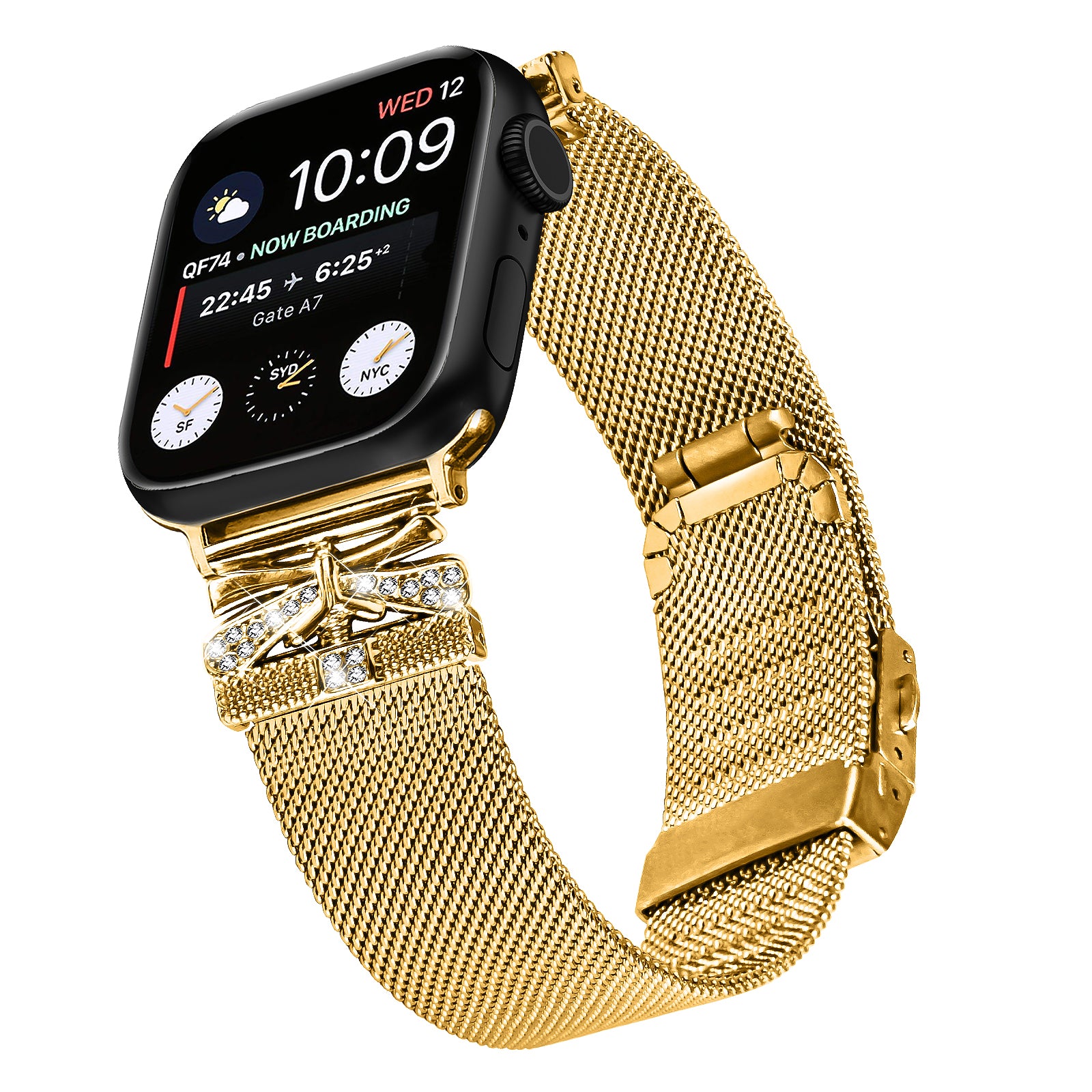 For Apple Watch Ultra 2 Ultra 49mm  /  Series 9 8 7 45mm  /  6 5 4 SE (2023) SE (2022) SE 44mm  /  3 2 1 42mm Electroplating Watch Strap - Gold