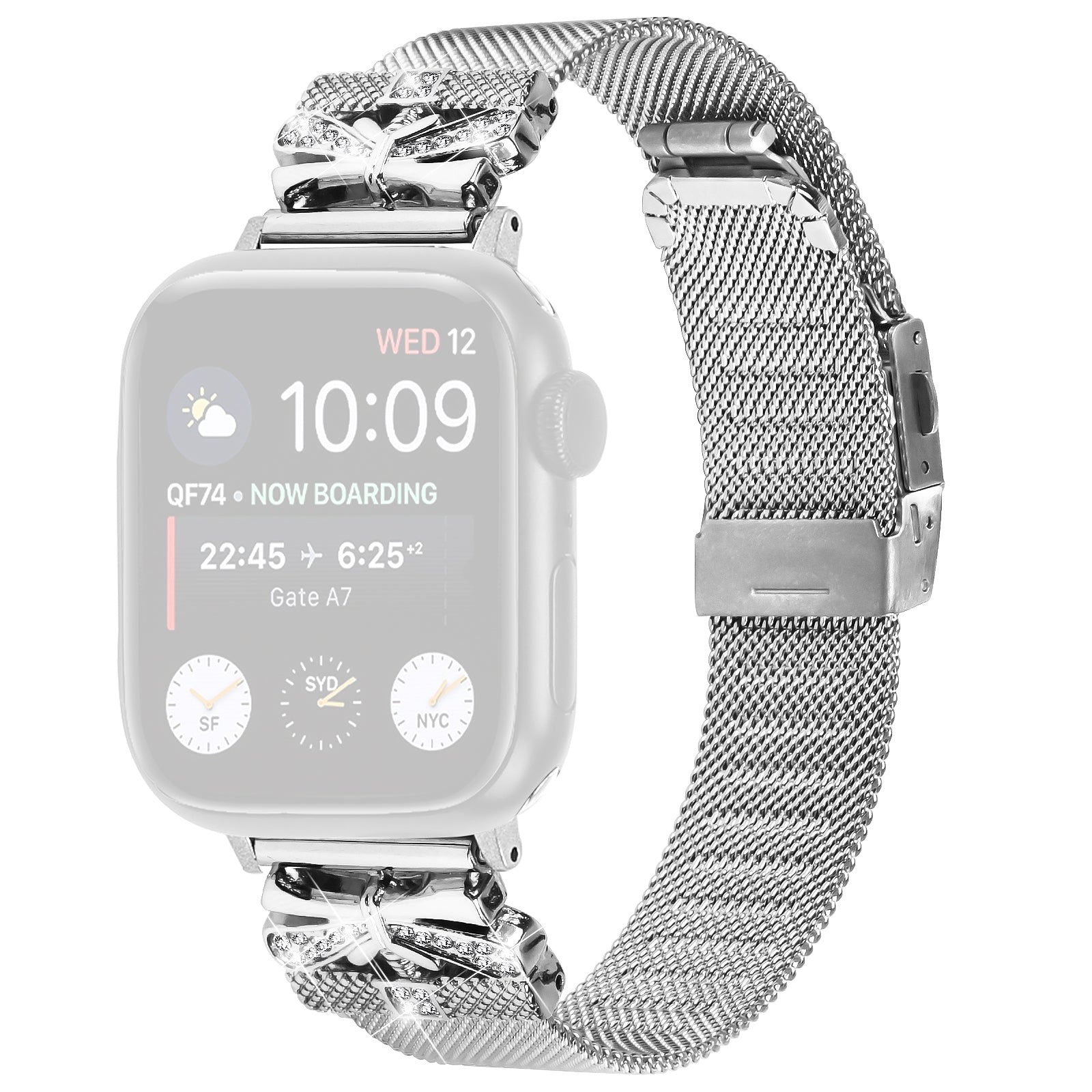 For Apple Watch Series 9 8 7 41mm  /  Series 6 5 4 SE SE (2022) SE (2023) 40mm  /  Series 3 2 1 38mm Stainless Steel Watch Strap - Silver
