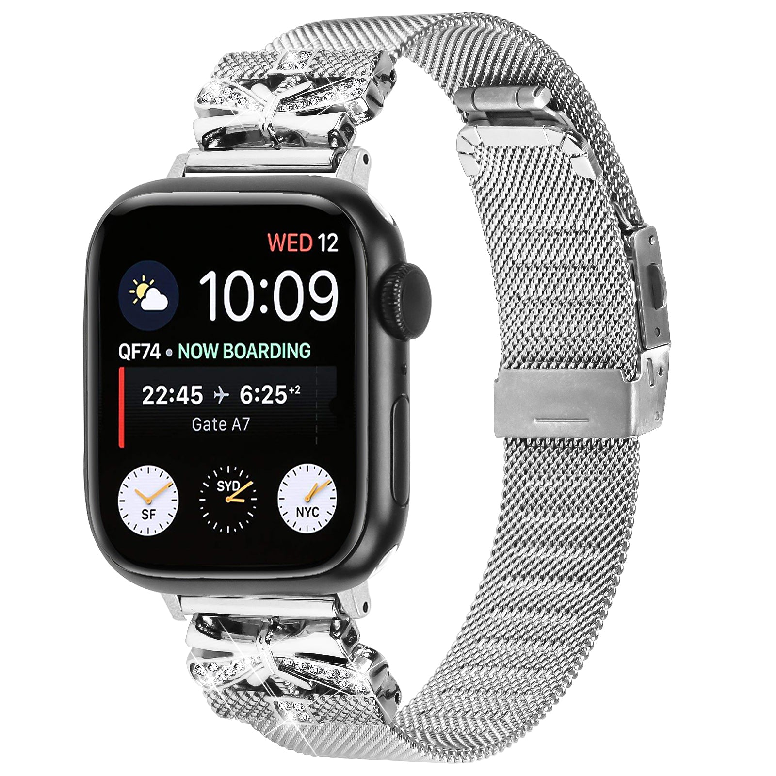 For Apple Watch Series 9 8 7 41mm  /  Series 6 5 4 SE SE (2022) SE (2023) 40mm  /  Series 3 2 1 38mm Stainless Steel Watch Strap - Silver
