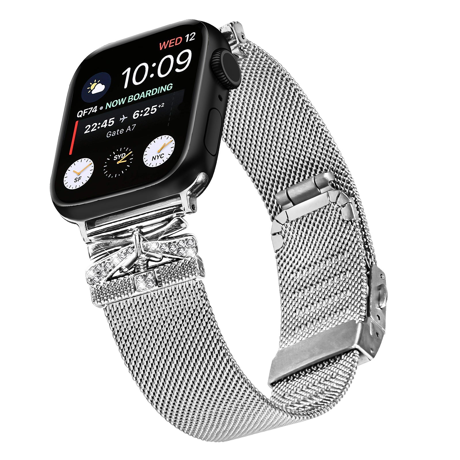 For Apple Watch Series 9 8 7 41mm  /  Series 6 5 4 SE SE (2022) SE (2023) 40mm  /  Series 3 2 1 38mm Stainless Steel Watch Strap - Silver
