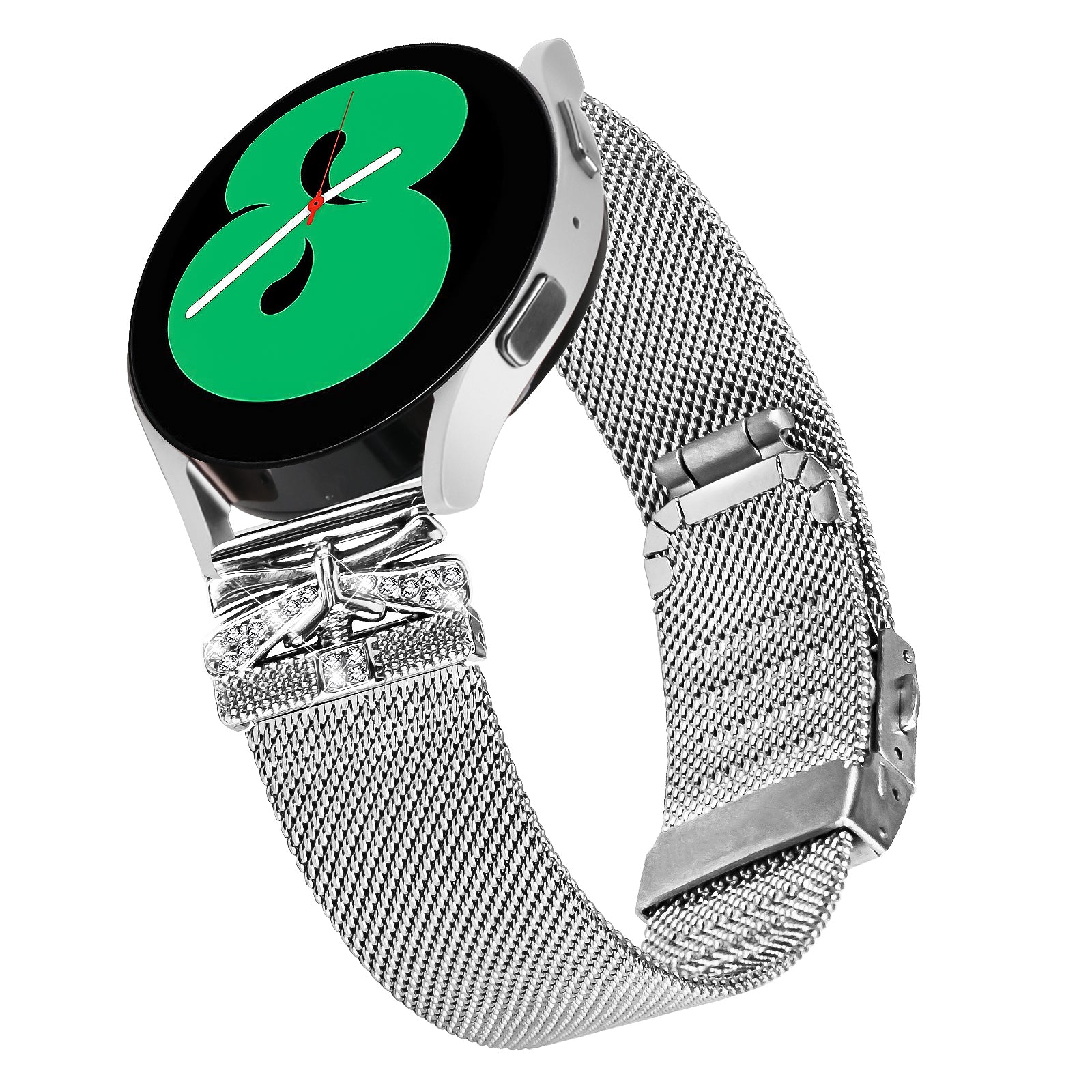 For Samsung Galaxy Watch Active / Active2 44mm / 40mm Butterfly Design Milanese Band 20mm Stainless Steel Strap - Silver