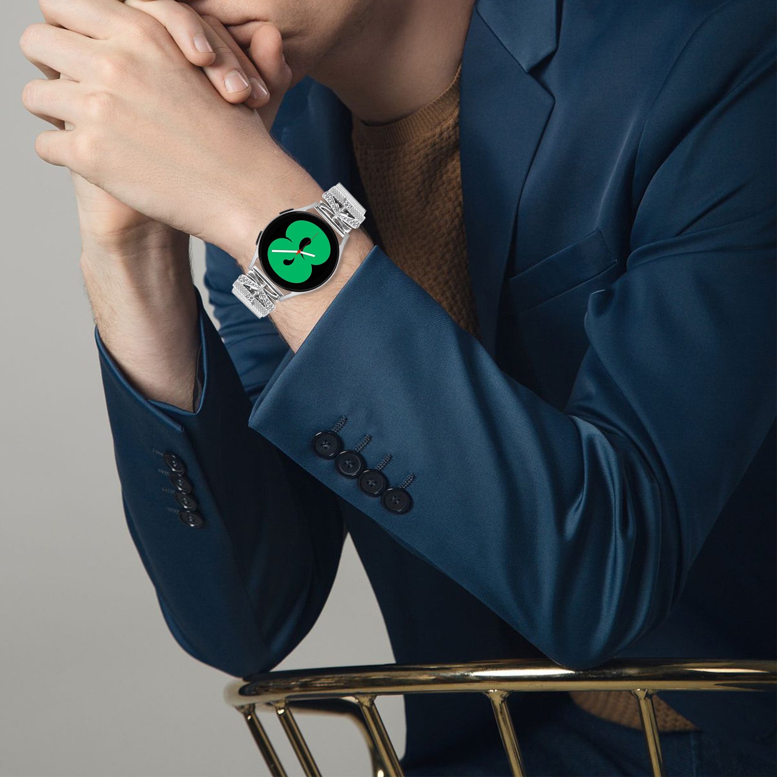 For Samsung Galaxy Watch Active / Active2 44mm / 40mm Butterfly Design Milanese Band 20mm Stainless Steel Strap - Silver