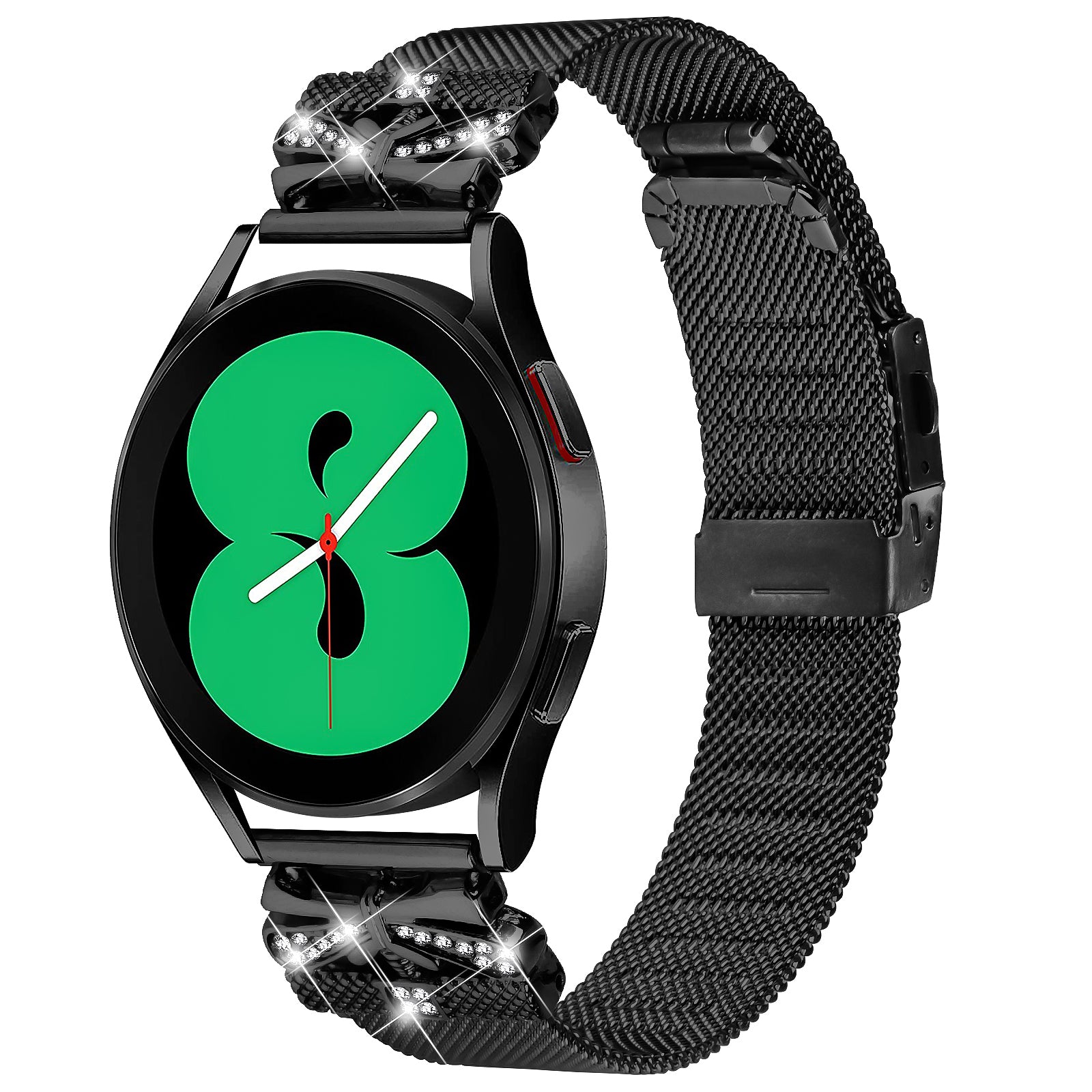 For Samsung Galaxy Watch Active / Active2 44mm / 40mm Milanese Band 20mm Butterfly Design Stainless Steel Strap - Black