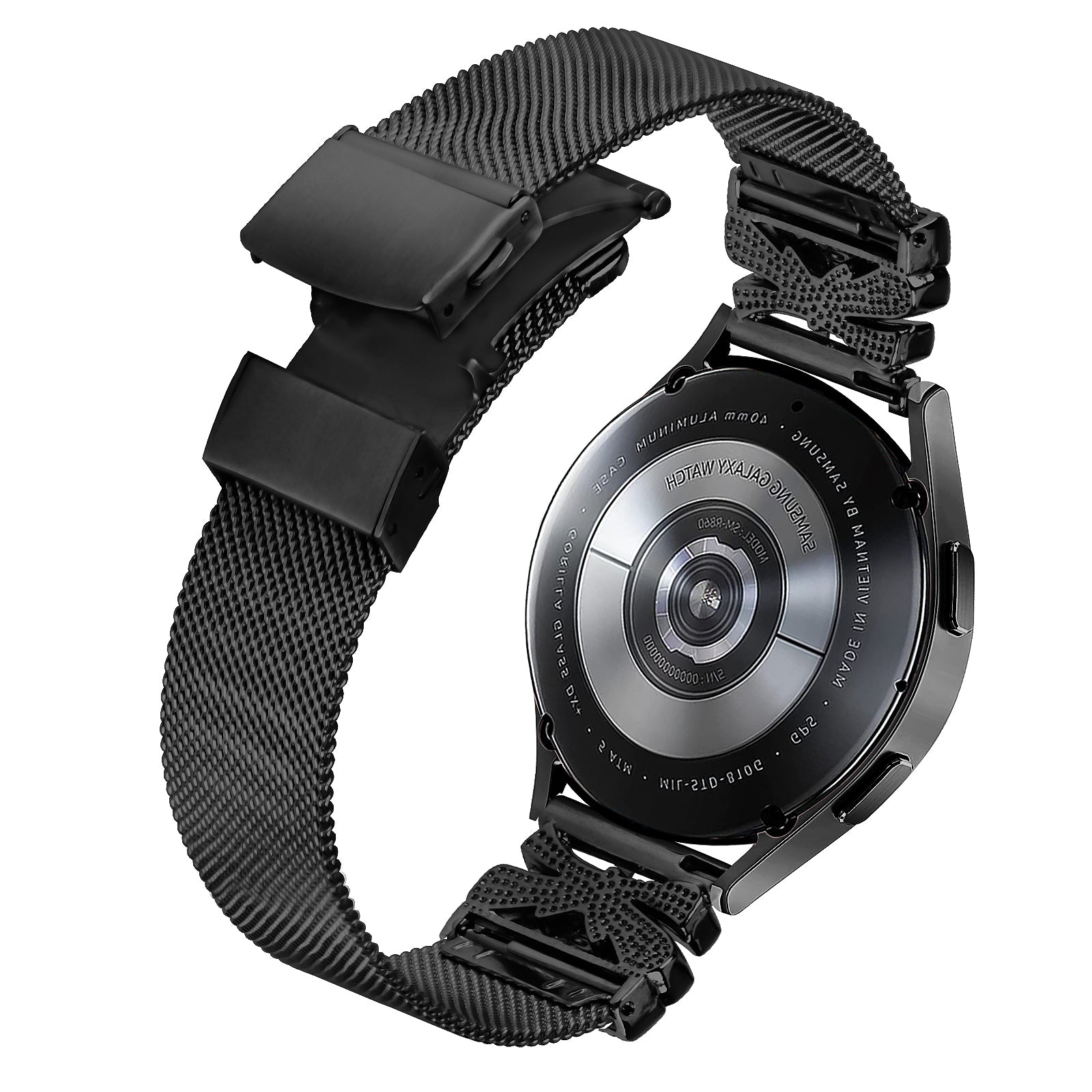 For Samsung Galaxy Watch Active / Active2 44mm / 40mm Milanese Band 20mm Butterfly Design Stainless Steel Strap - Black
