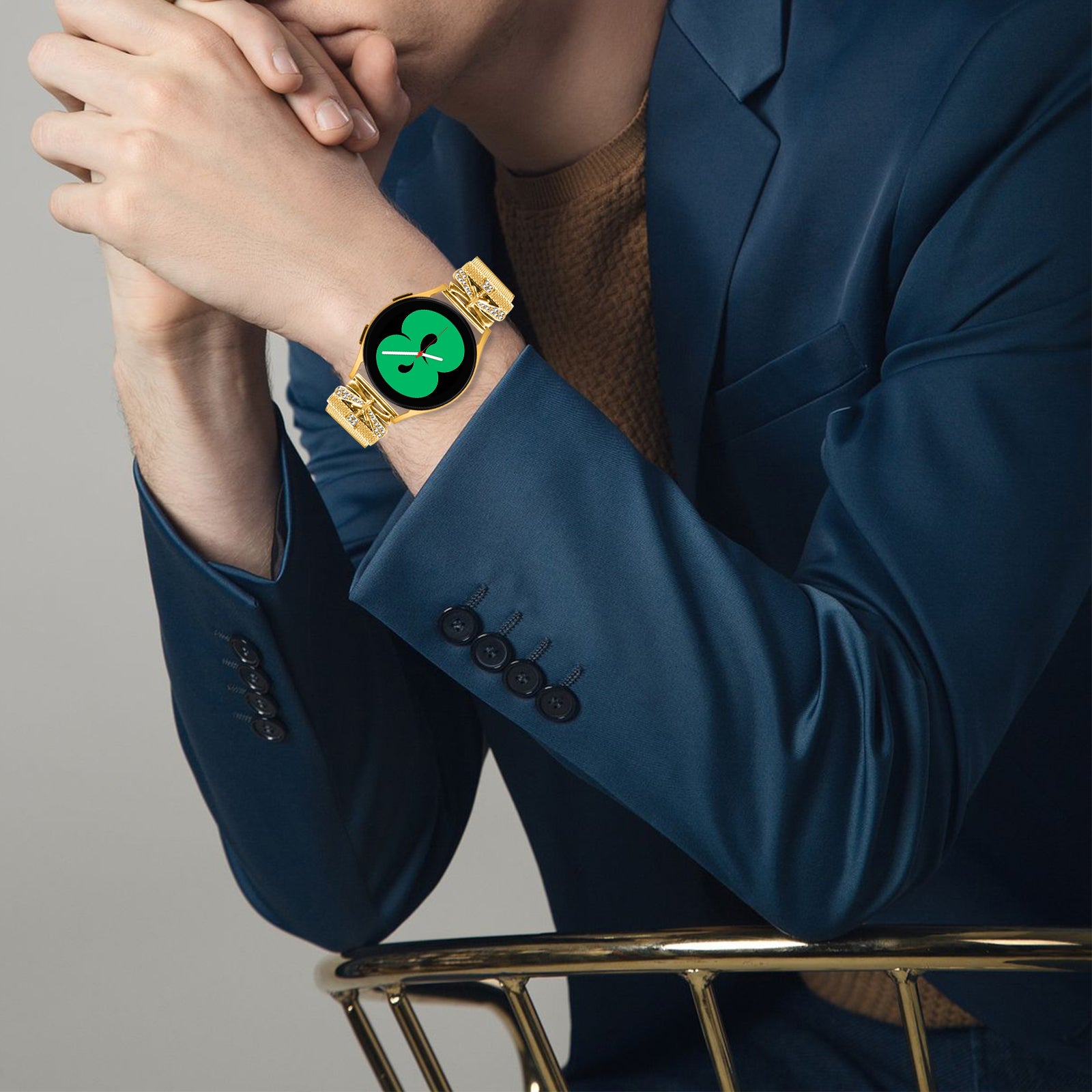 For Samsung Galaxy Watch Active / Active2 44mm / 40mm Butterfly Design Milanese Strap 20mm Stainless Steel Band - Gold