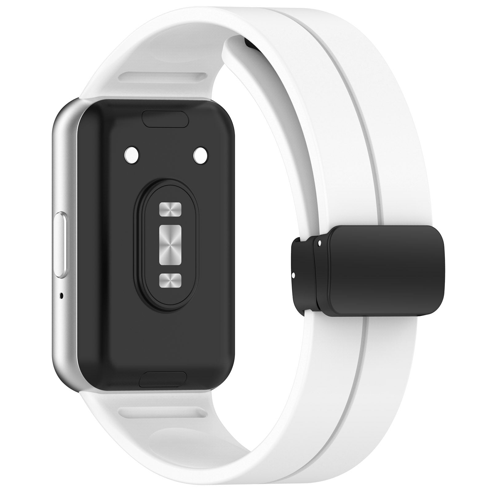 For Samsung Galaxy Fit3 Silicone Watch Band Folding Buckle Sport Replacement Straps - White