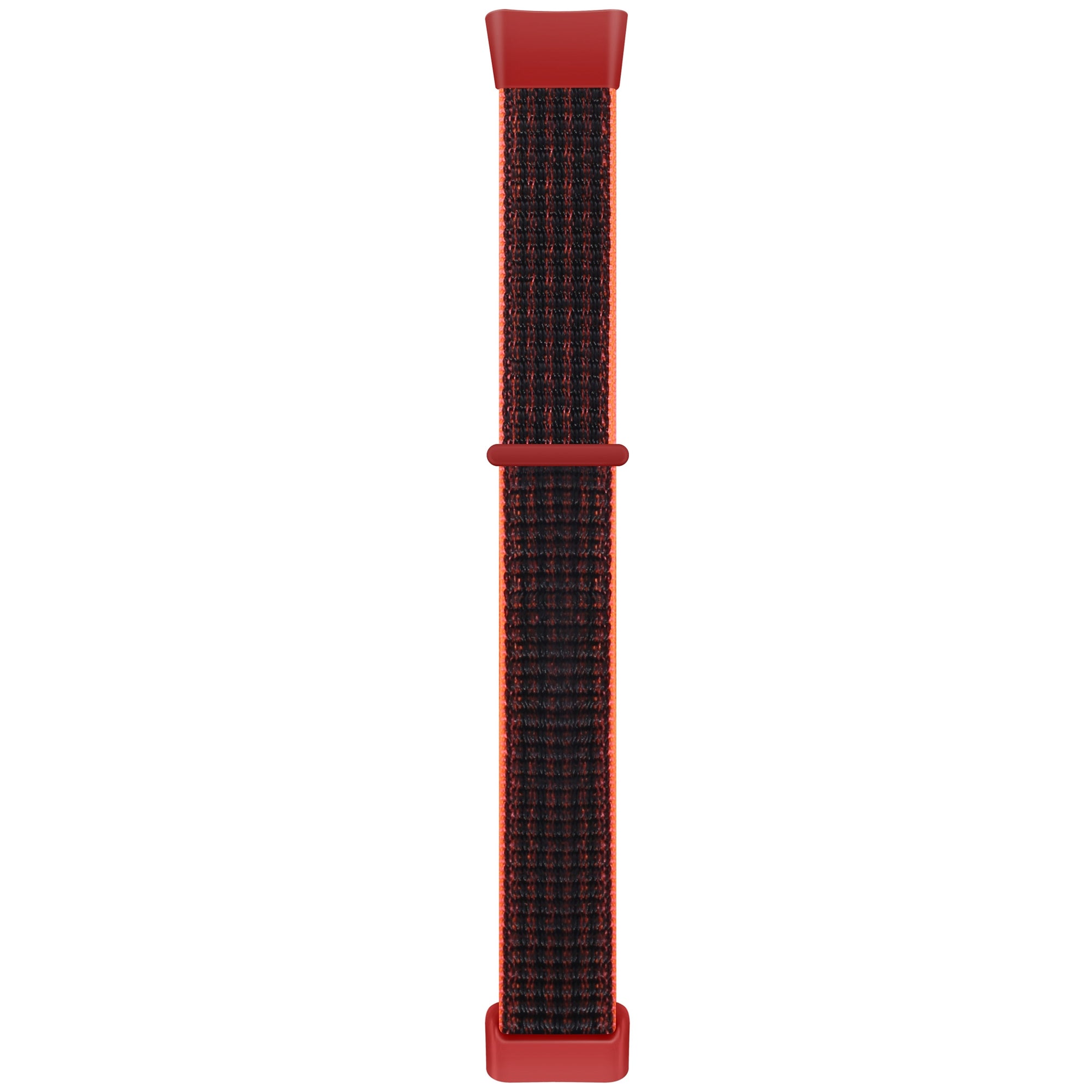 For Fitbit Charge 5 / 6 Nylon Strap Quick Release Sport Watch Band - Red / Black