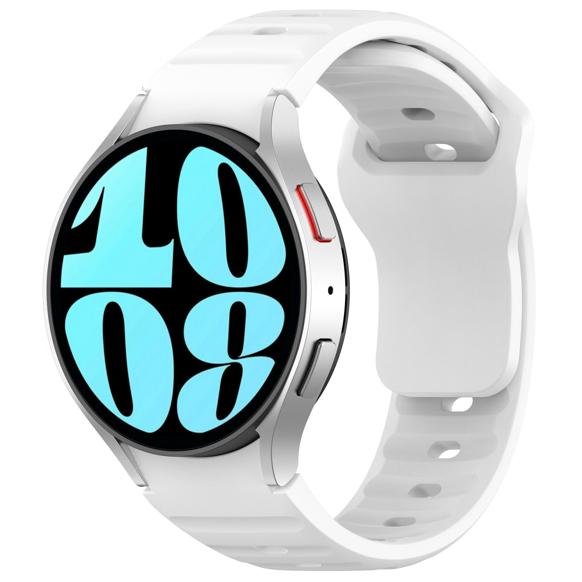 For Samsung Galaxy Watch4 / Watch 5 / Watch 5 Pro / Watch6 Silicone Sport Bands Replacement Wristband - White