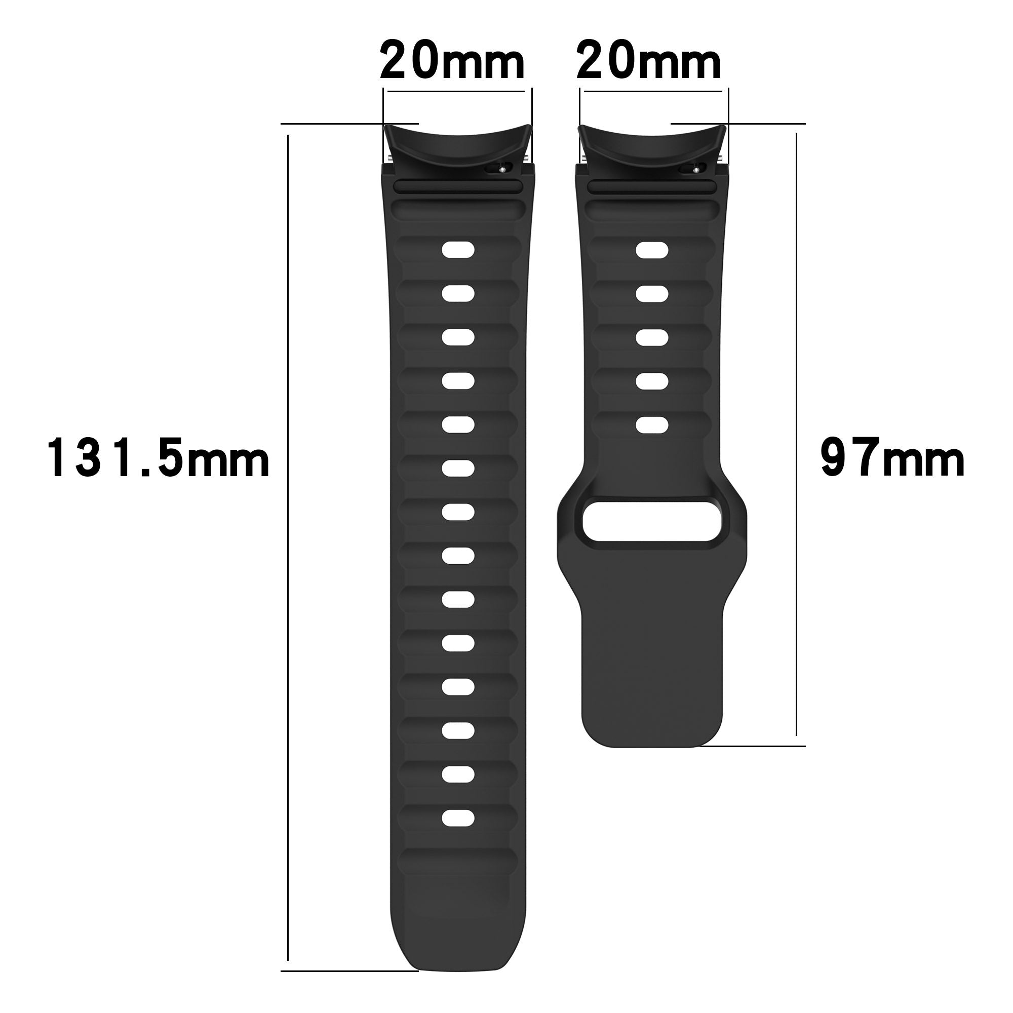 For Samsung Galaxy Watch4 / Watch 5 / Watch 5 Pro / Watch6 Silicone Sport Bands Replacement Wristband - White