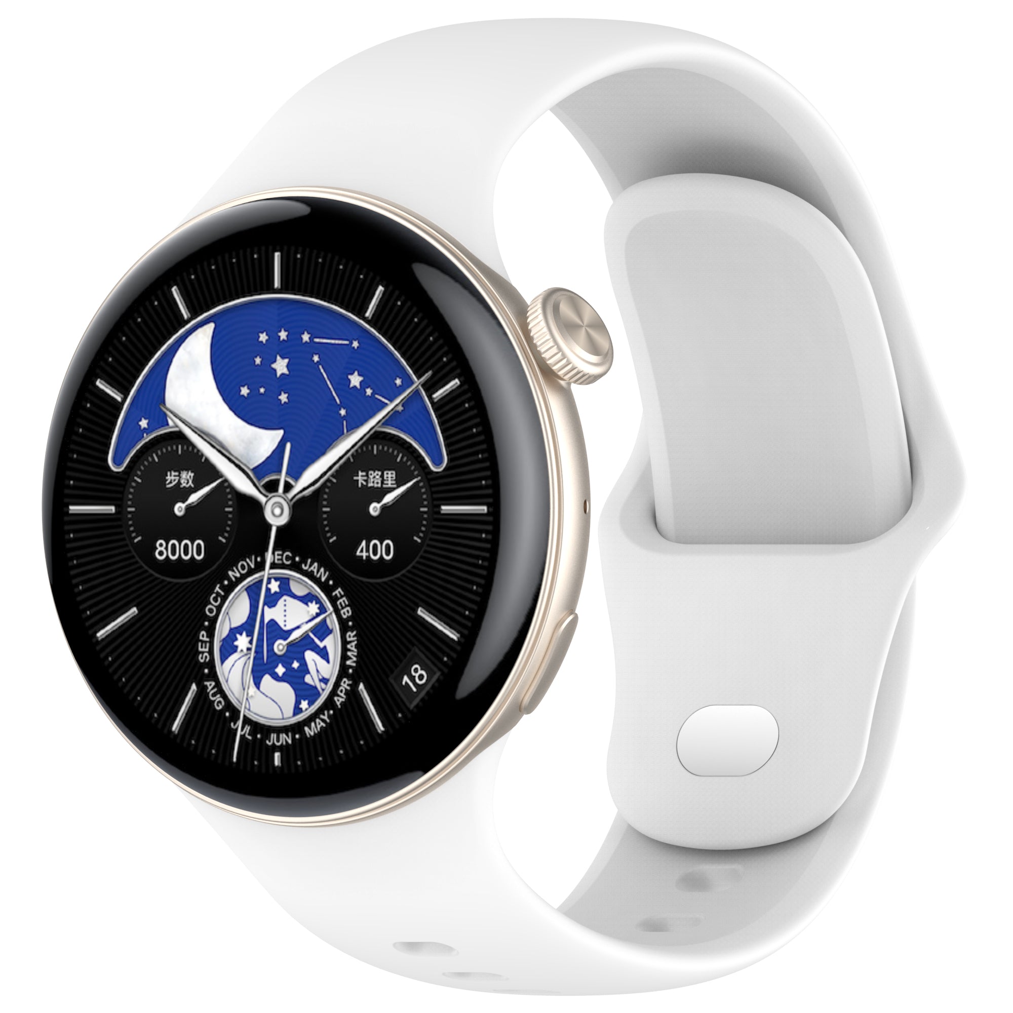 For vivo Watch 3 Silicone Watch Band Adjustable Wrist Strap Replacement - White