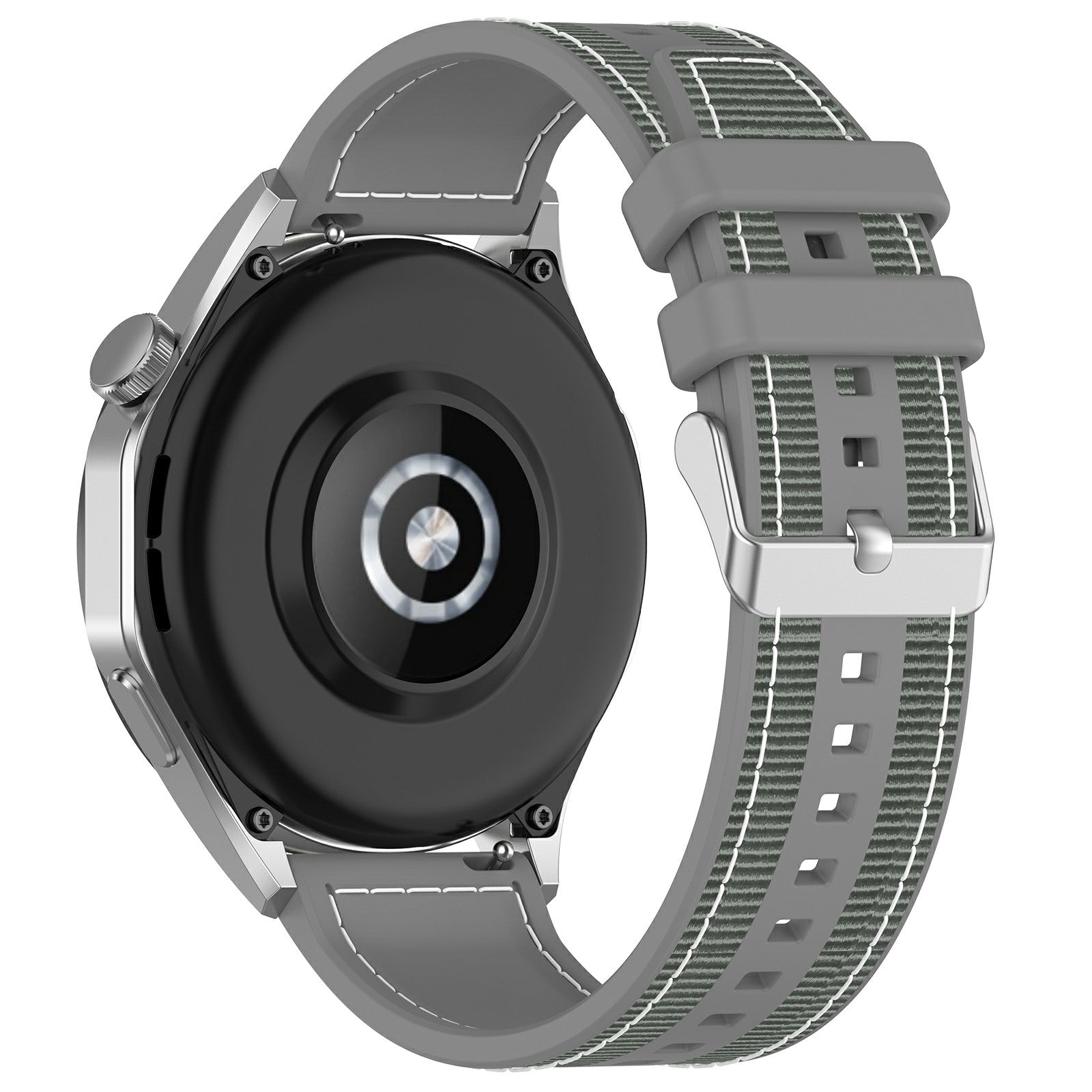For Samsung Galaxy Watch3 45mm / Huawei Watch GT 4 46mm Watch Strap 22mm Silicone+Nylon Wrist Band - Black